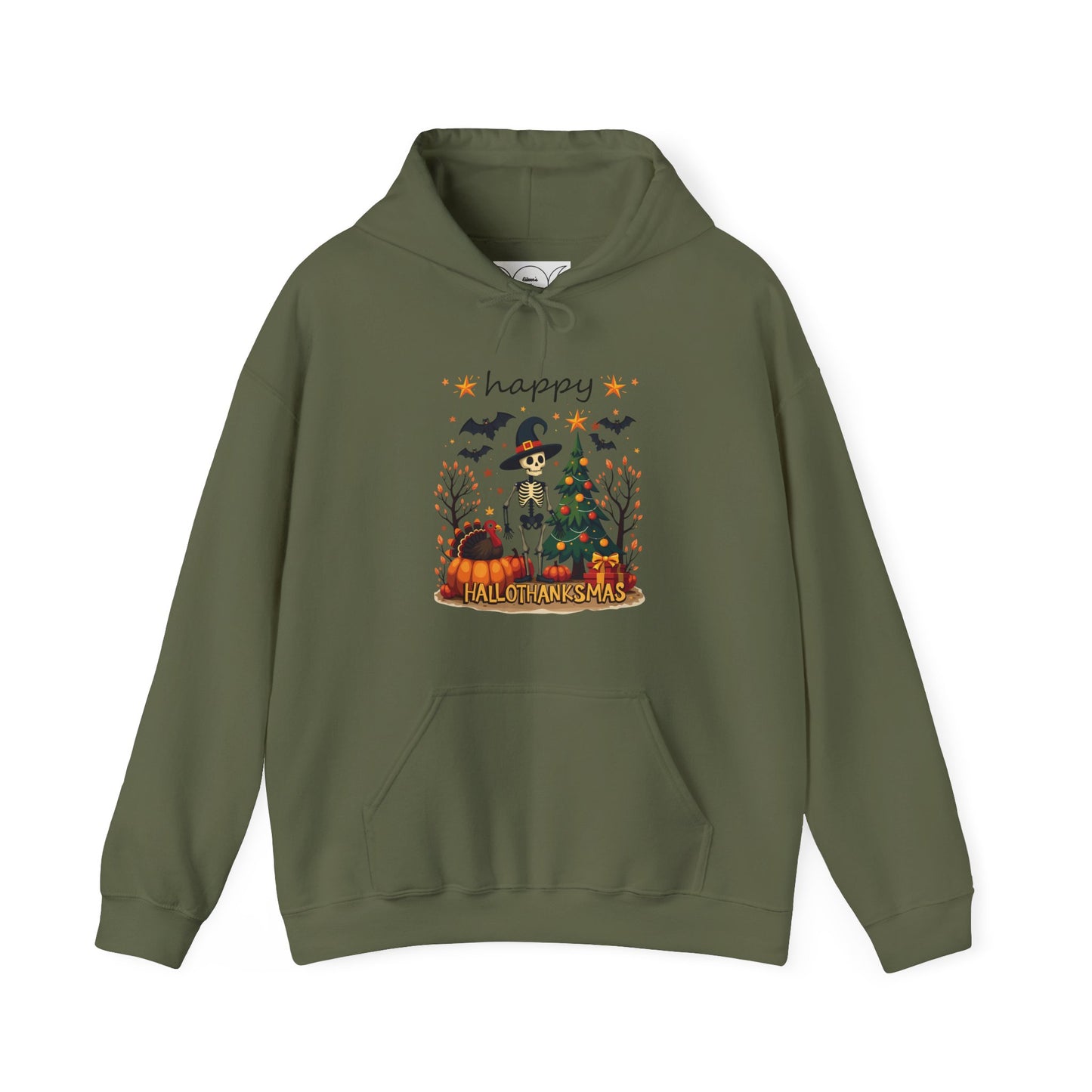 Happy hallothankmas , Unisex Heavy Blend™ Hooded Sweatshirt (no side arm design)