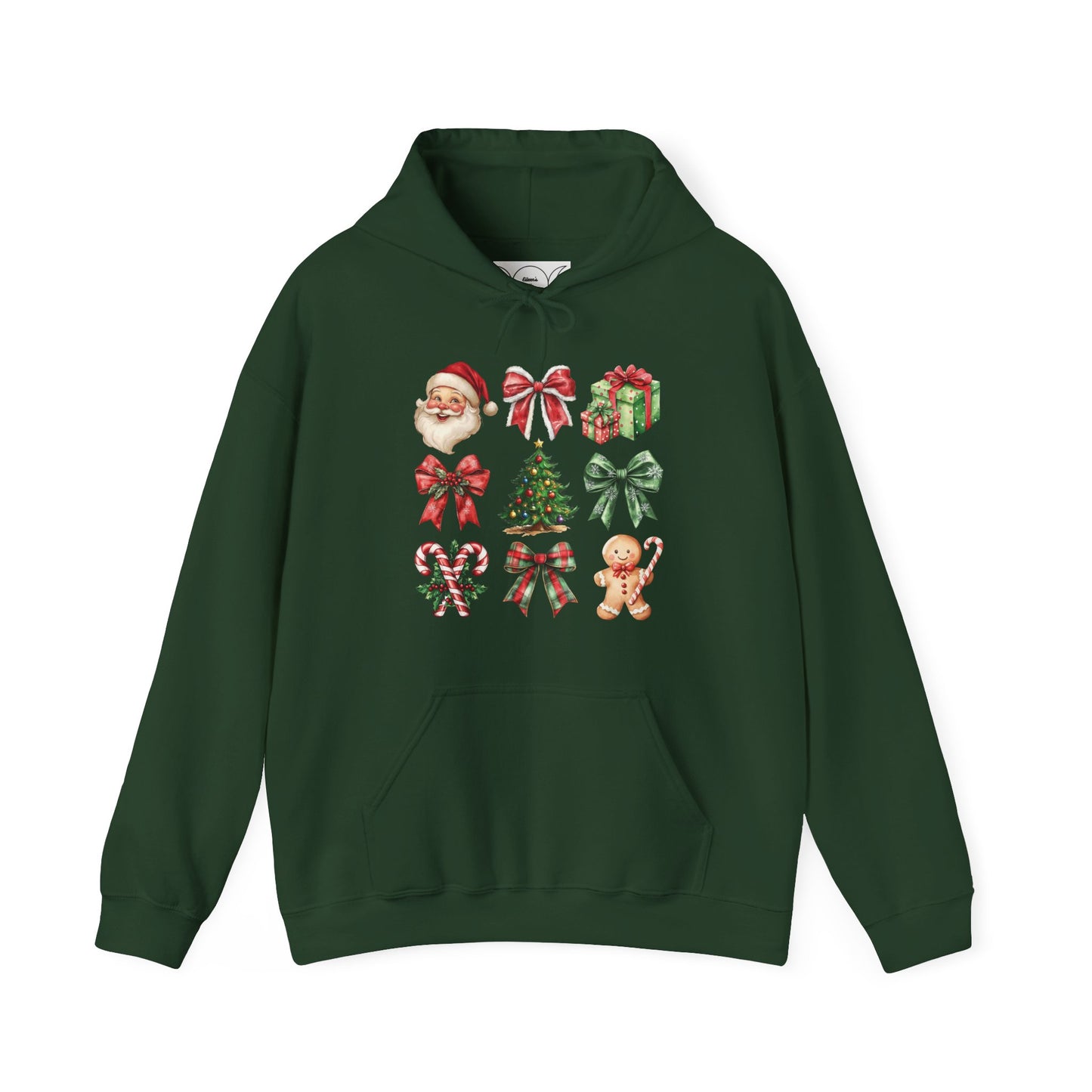 Christmas and bows , Unisex Heavy Blend™ Hooded Sweatshirt (no sleeve arm design)