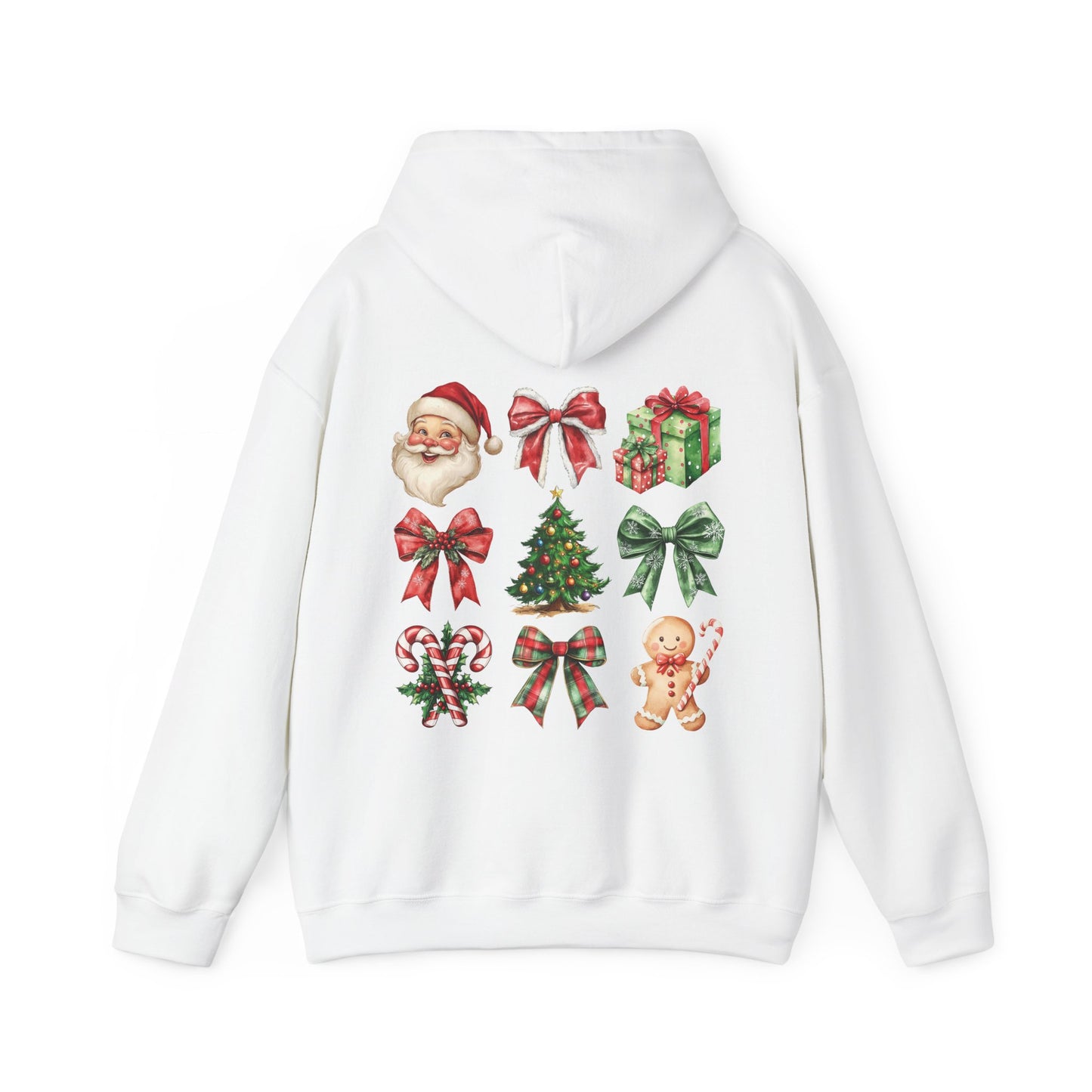 Christmas and bows , Unisex Heavy Blend™ Hooded Sweatshirt (no sleeve arm design)