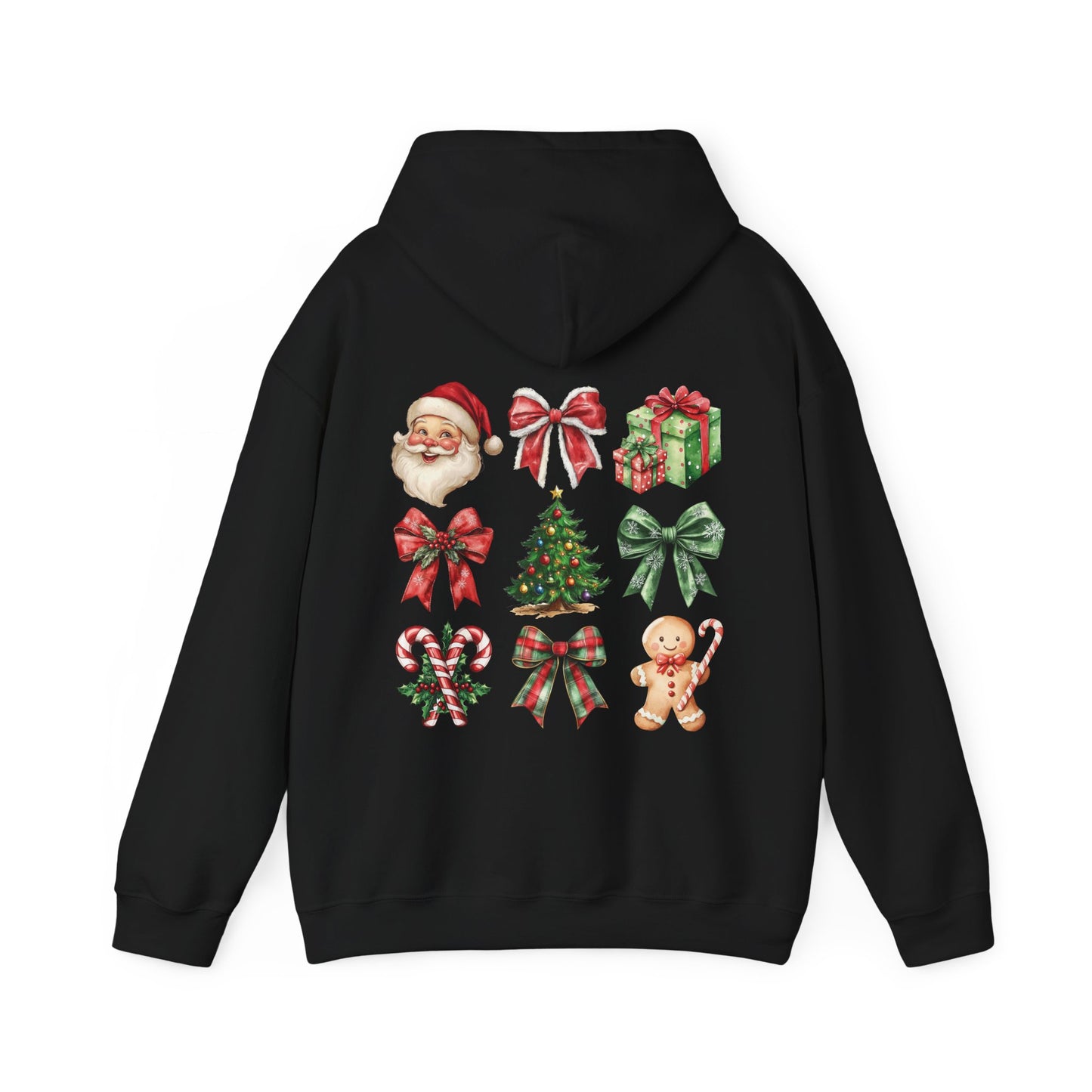 Christmas and bows , Unisex Heavy Blend™ Hooded Sweatshirt (no sleeve arm design)
