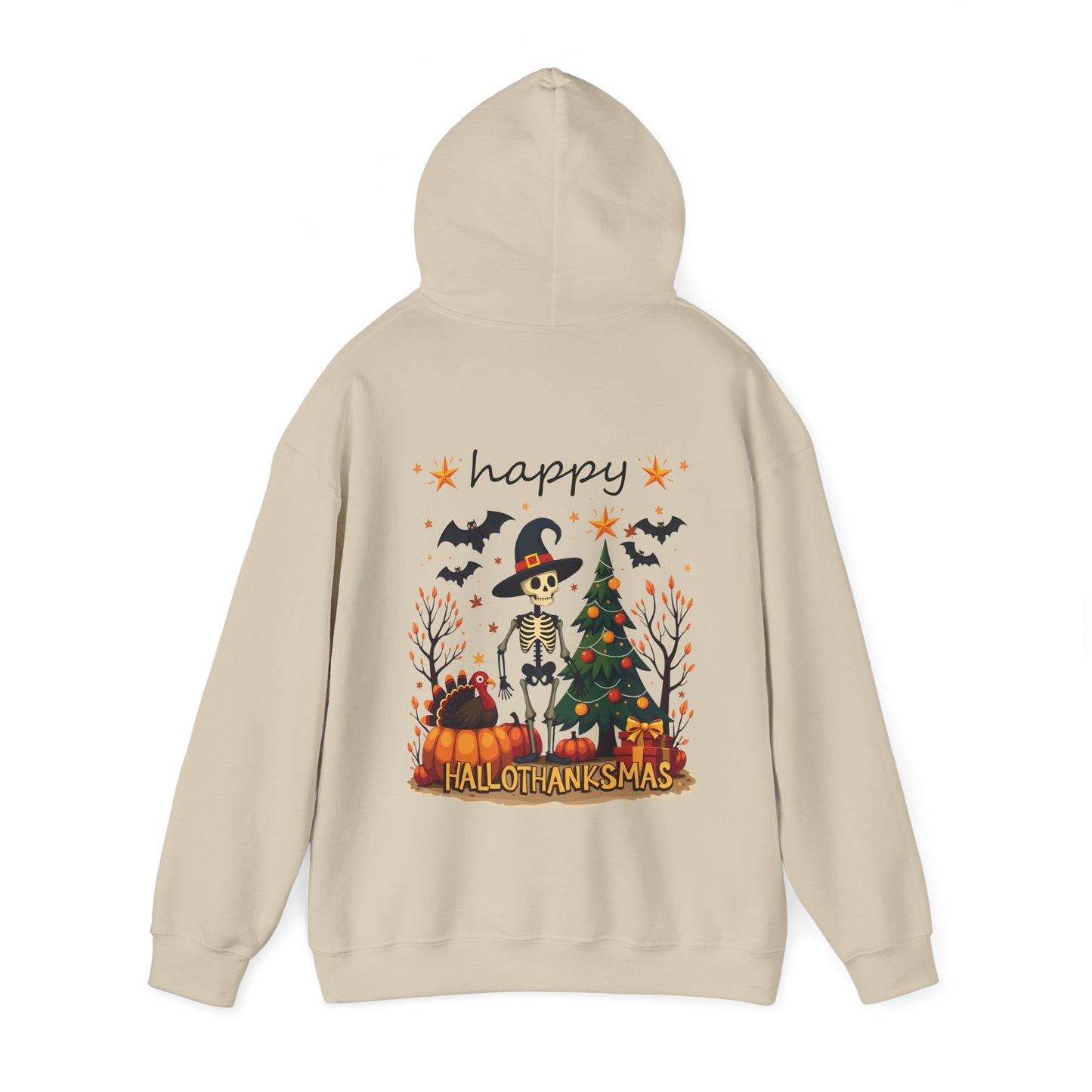Happy hallothankmas , Unisex Heavy Blend™ Hooded Sweatshirt (no side arm design)