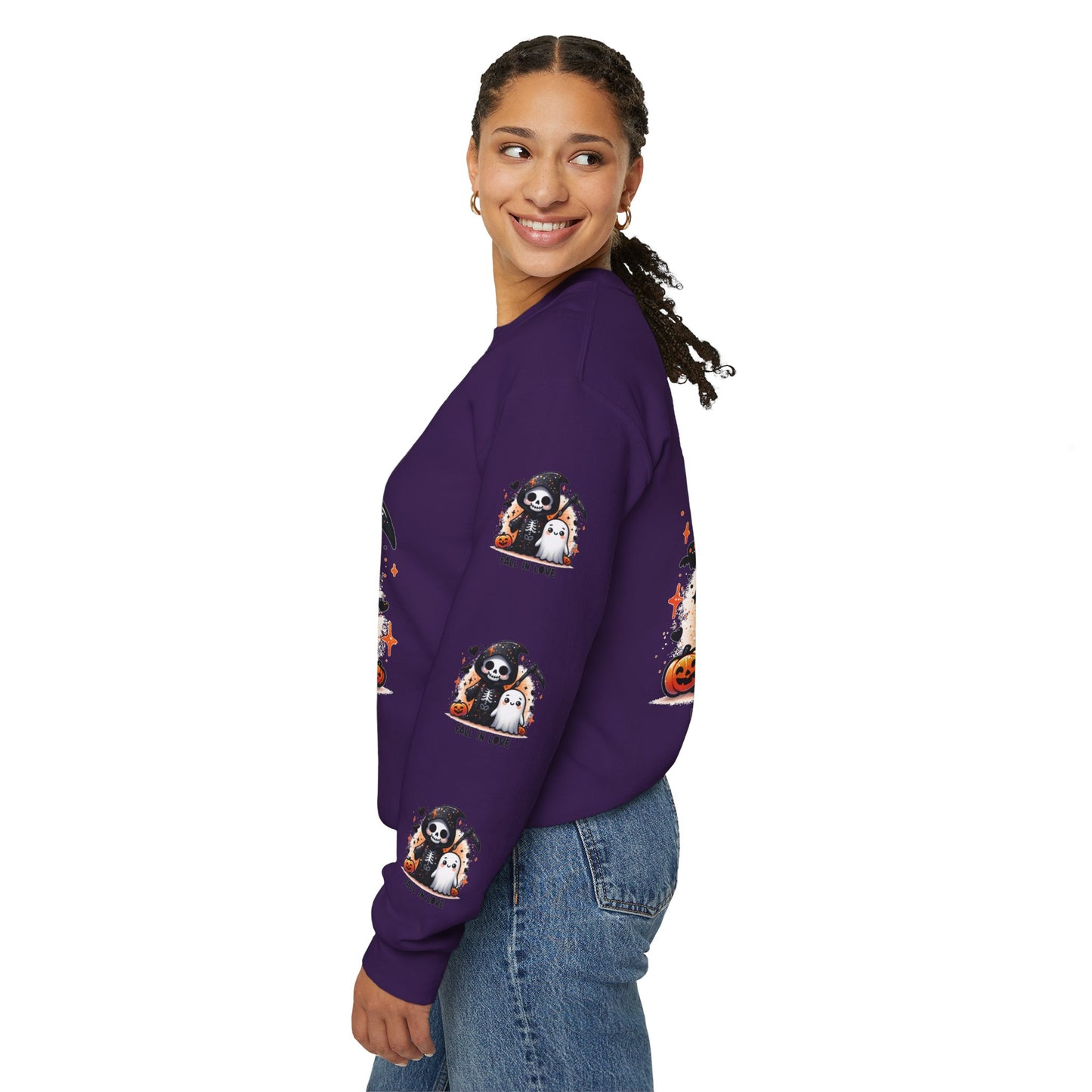 Fall in love, ™ Crewneck Sweatshirt ( sleeve design )
