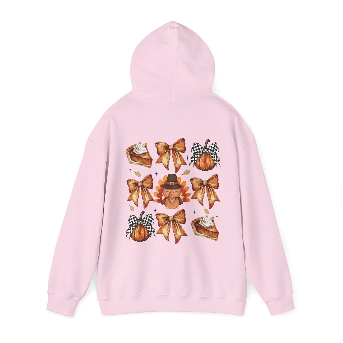 Thanksgiving and bows , Unisex Heavy Blend™ Hooded Sweatshirt (no sleeve arm design)