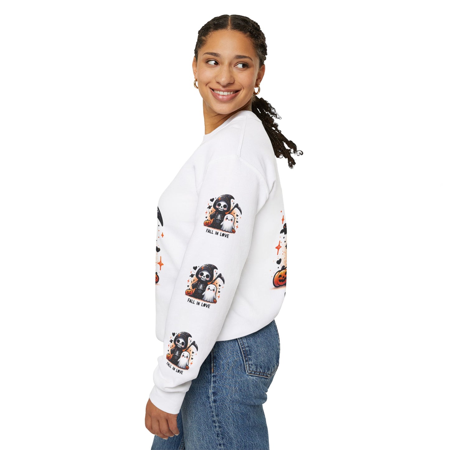 Fall in love, ™ Crewneck Sweatshirt ( sleeve design )