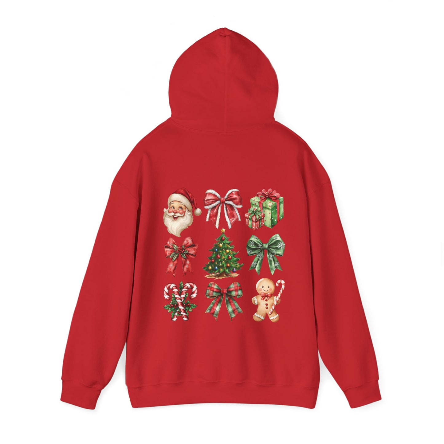 Christmas and bows , Unisex Heavy Blend™ Hooded Sweatshirt (no sleeve arm design)