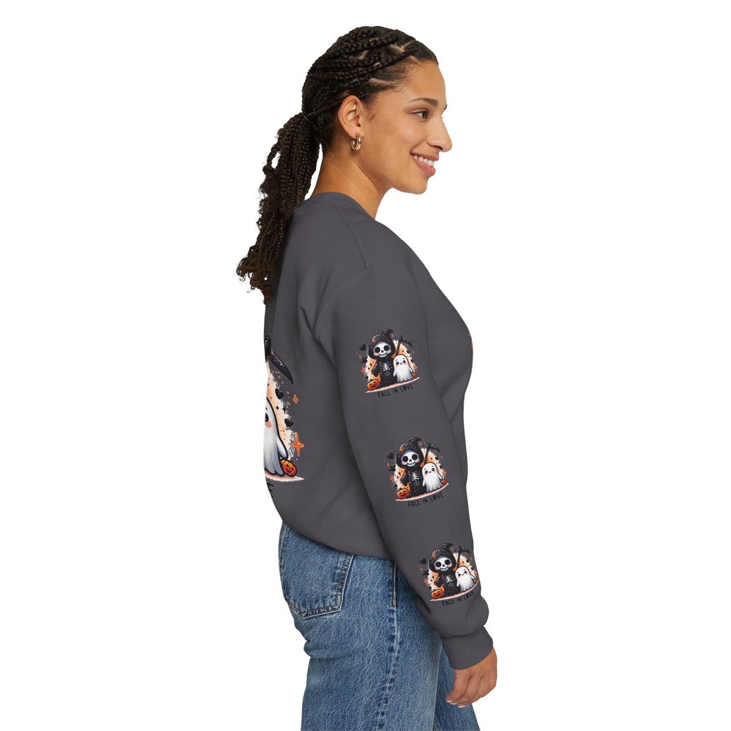 Fall in love, ™ Crewneck Sweatshirt ( sleeve design )