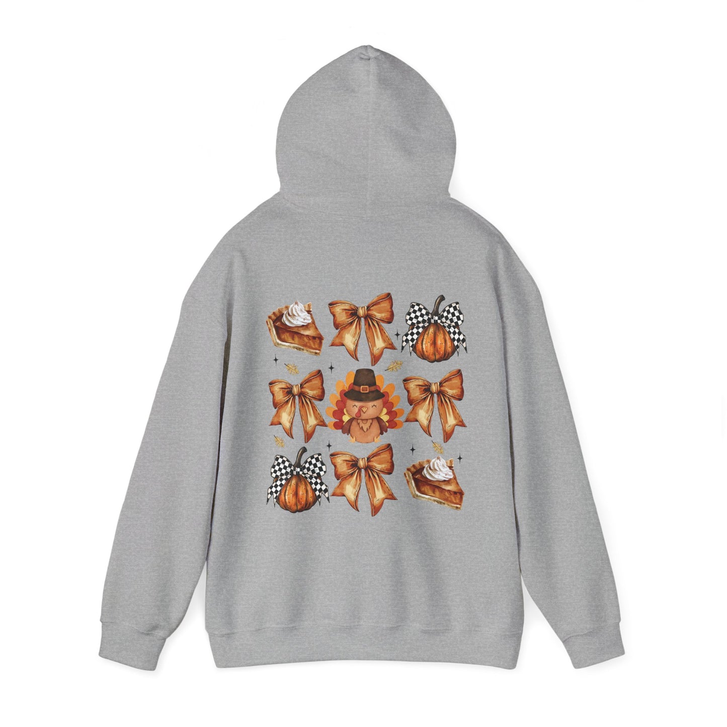 Thanksgiving and bows , Unisex Heavy Blend™ Hooded Sweatshirt (no sleeve arm design)