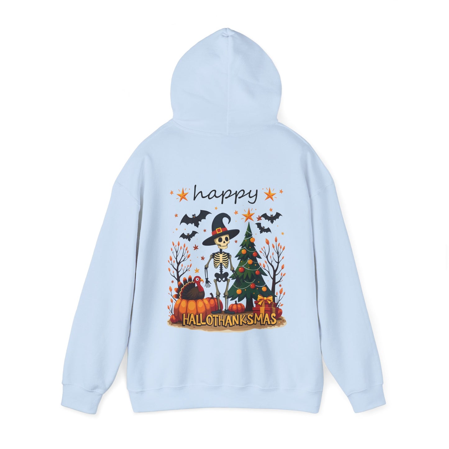 Happy hallothankmas , Unisex Heavy Blend™ Hooded Sweatshirt (no side arm design)