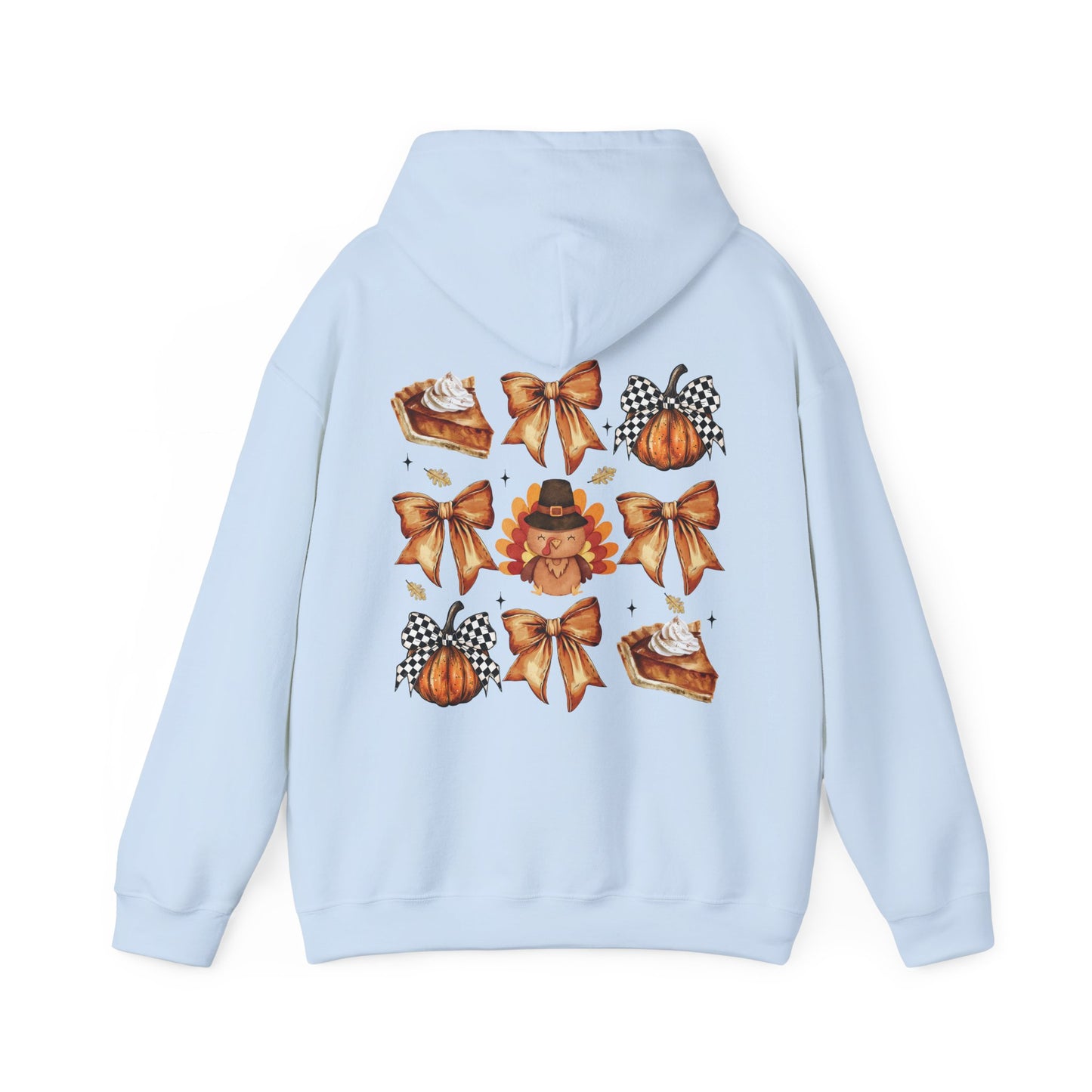 Thanksgiving and bows , Unisex Heavy Blend™ Hooded Sweatshirt (no sleeve arm design)