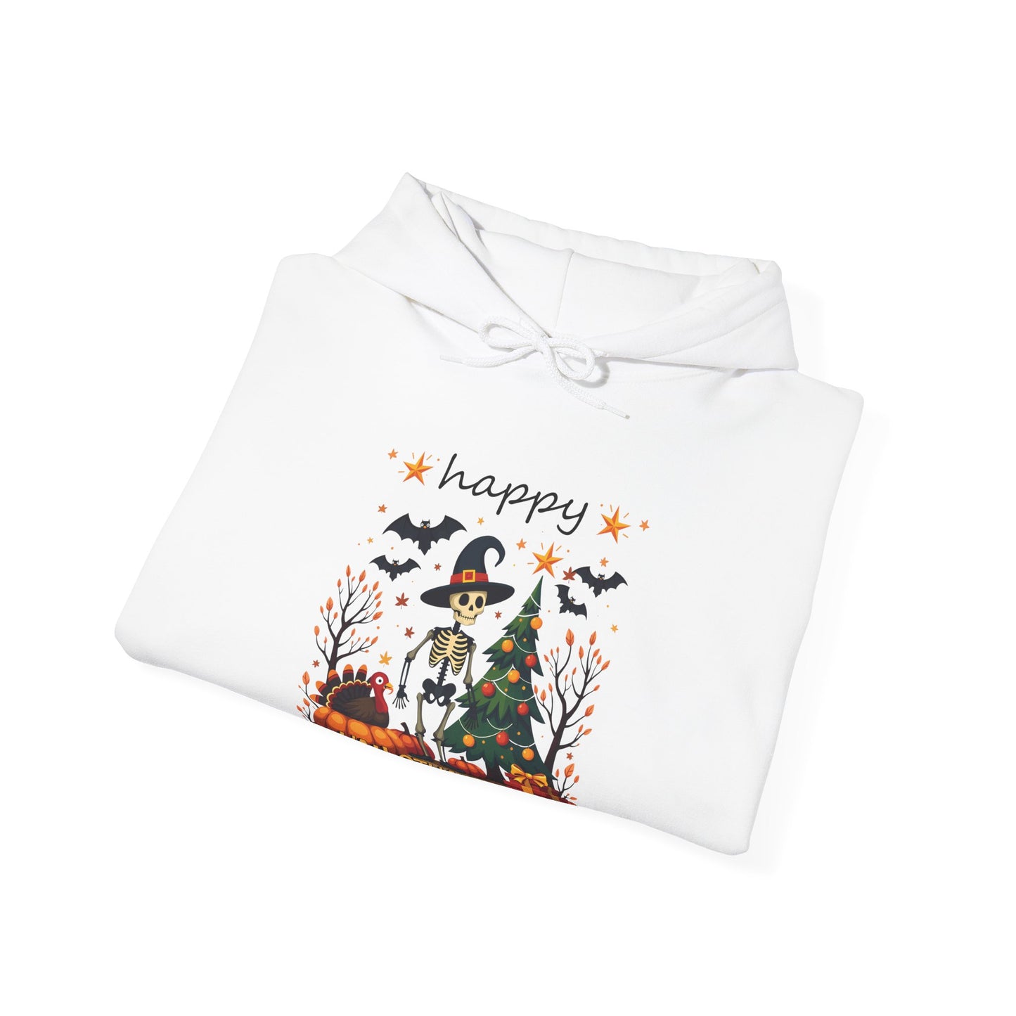 Happy hallothankmas , Unisex Heavy Blend™ Hooded Sweatshirt (no side arm design)