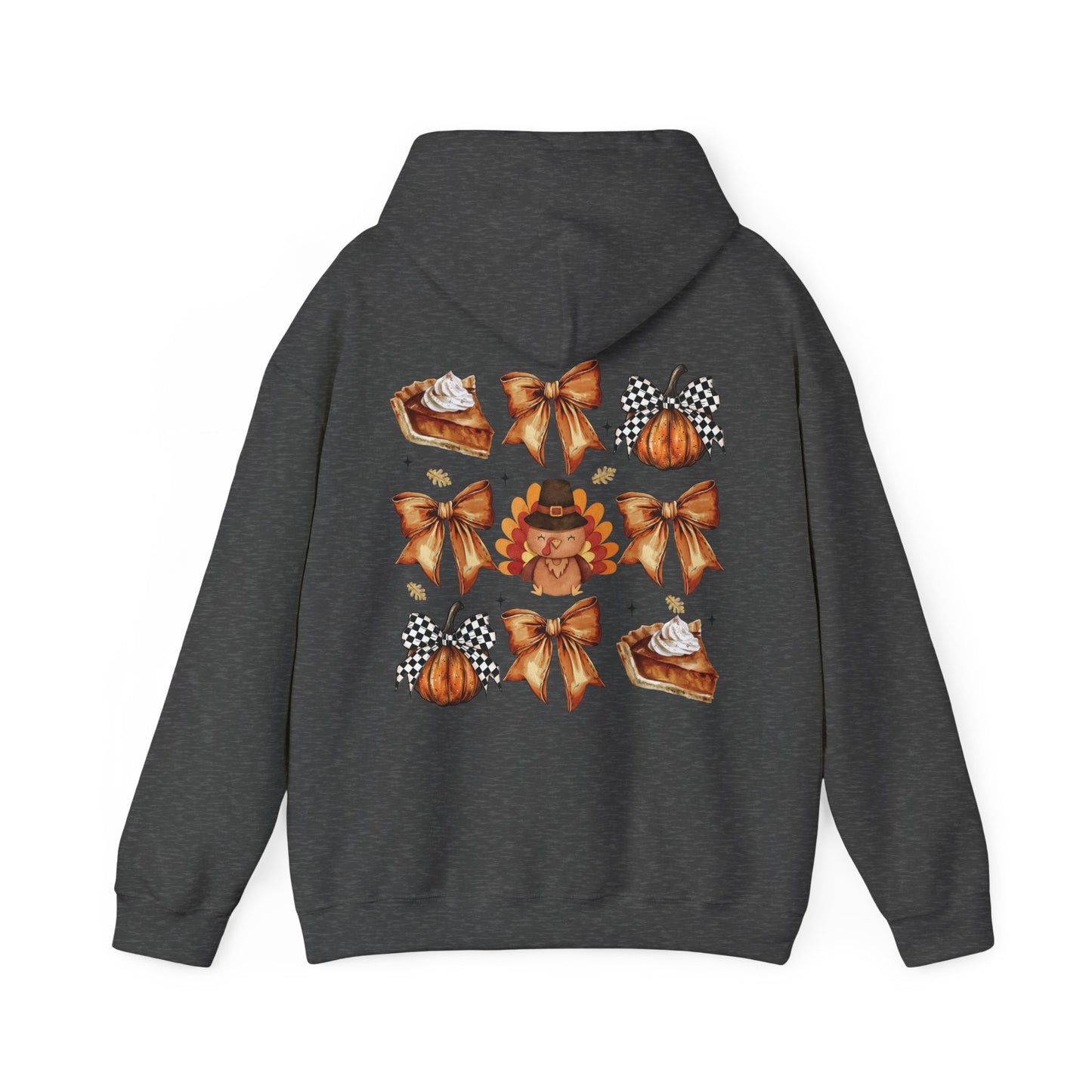 Thanksgiving and bows , Unisex Heavy Blend™ Hooded Sweatshirt (no sleeve arm design)
