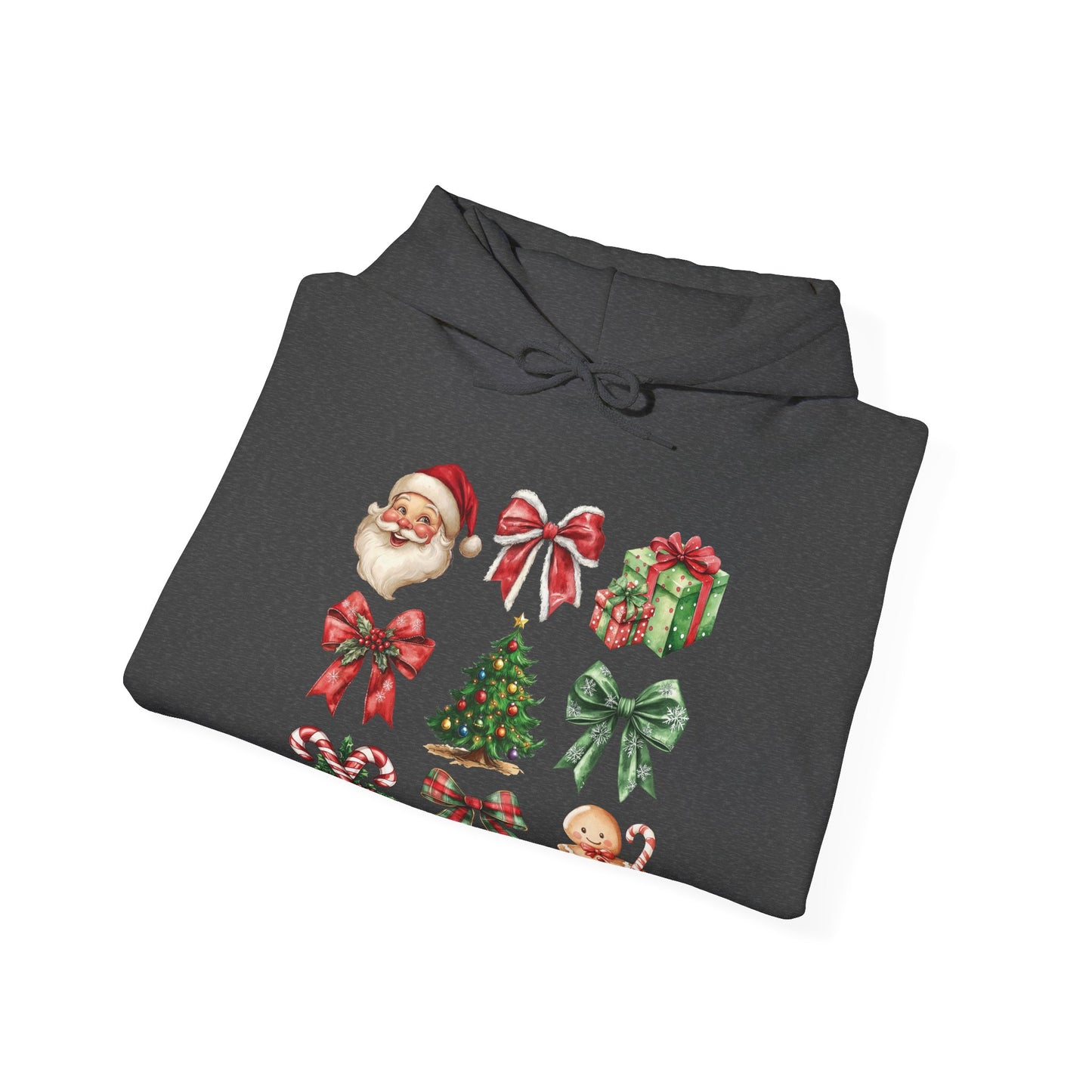 Christmas and bows , Unisex Heavy Blend™ Hooded Sweatshirt (no sleeve arm design)