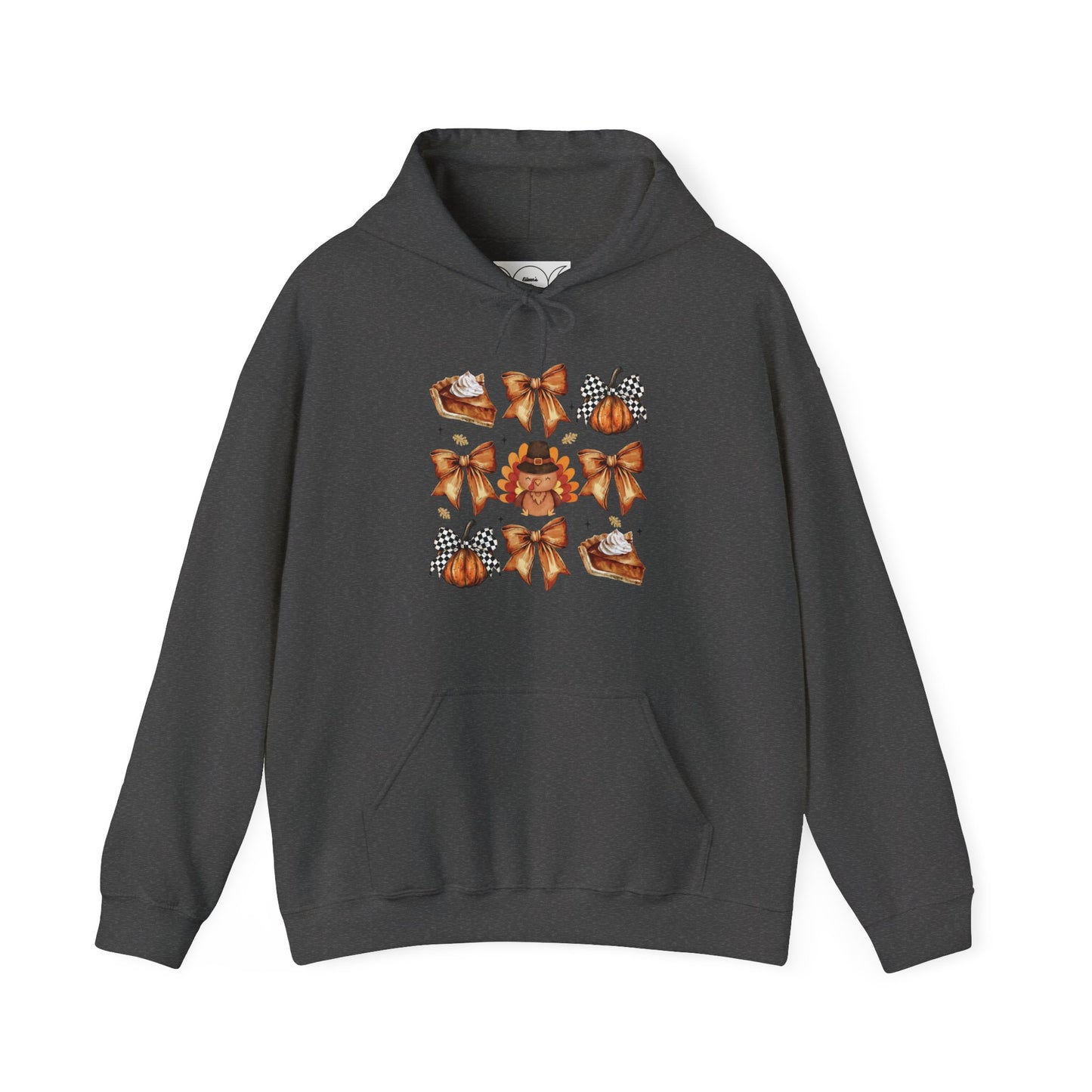 Thanksgiving and bows , Unisex Heavy Blend™ Hooded Sweatshirt (no sleeve arm design)