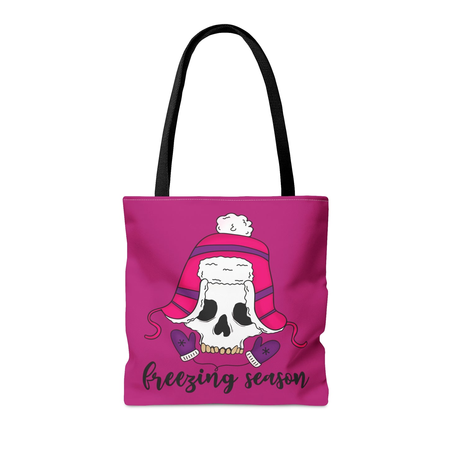 Freezing seasonTote Bag, Weekend gateway bag, Shopping bag, Grumpy holiday person gift, three sizes, durable all over print