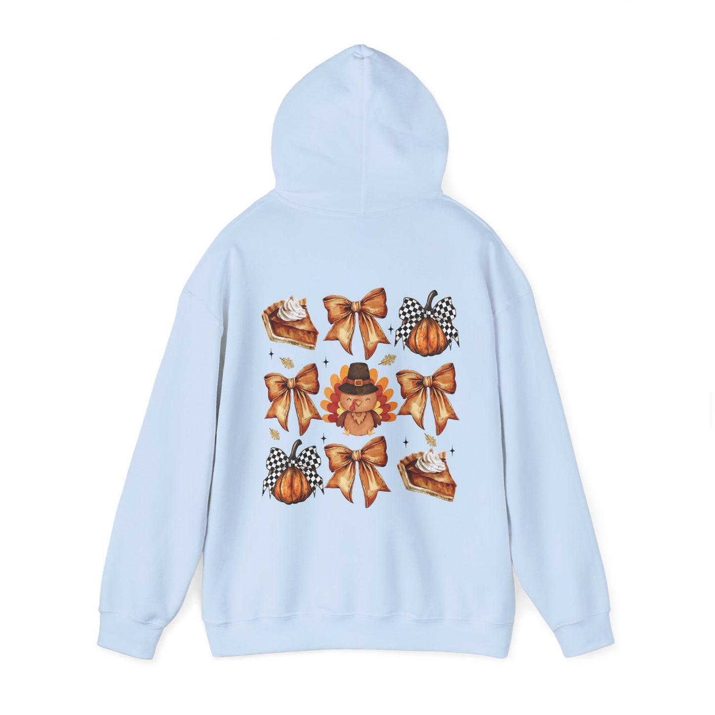 Thanksgiving and bows , Unisex Heavy Blend™ Hooded Sweatshirt (no sleeve arm design)