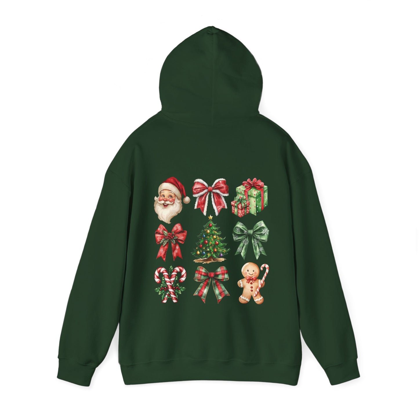 Christmas and bows , Unisex Heavy Blend™ Hooded Sweatshirt (no sleeve arm design)