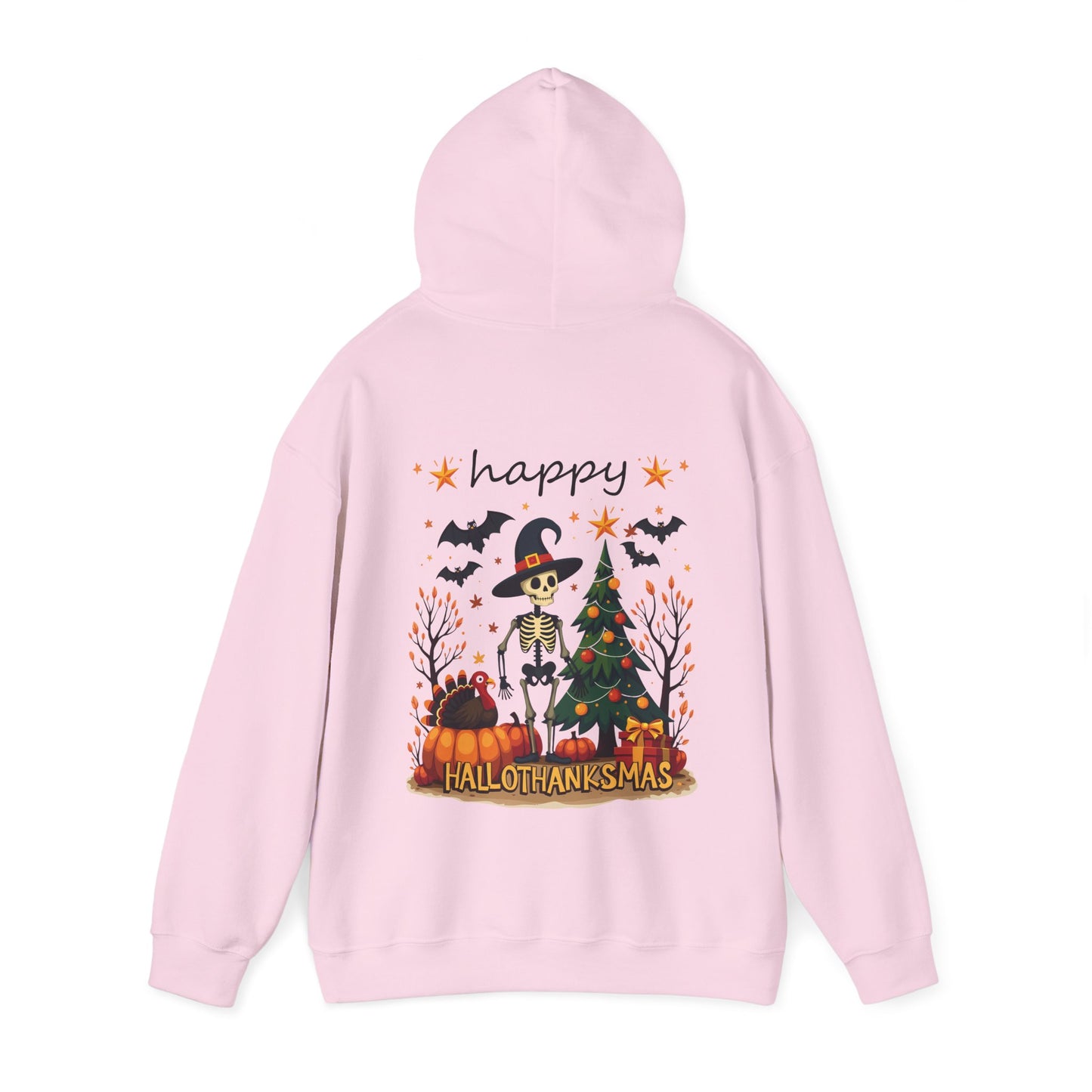Happy hallothankmas , Unisex Heavy Blend™ Hooded Sweatshirt (no side arm design)