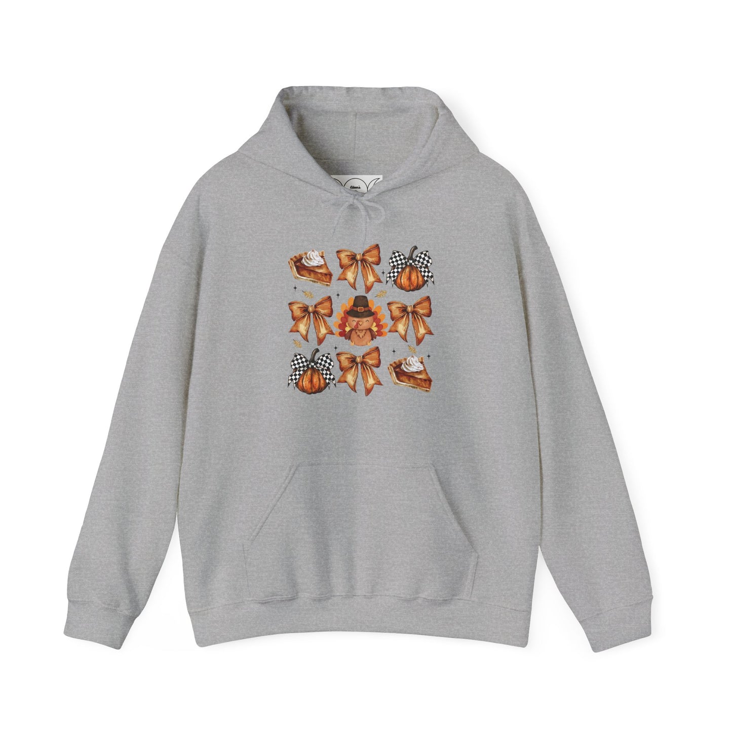 Thanksgiving and bows , Unisex Heavy Blend™ Hooded Sweatshirt (no sleeve arm design)