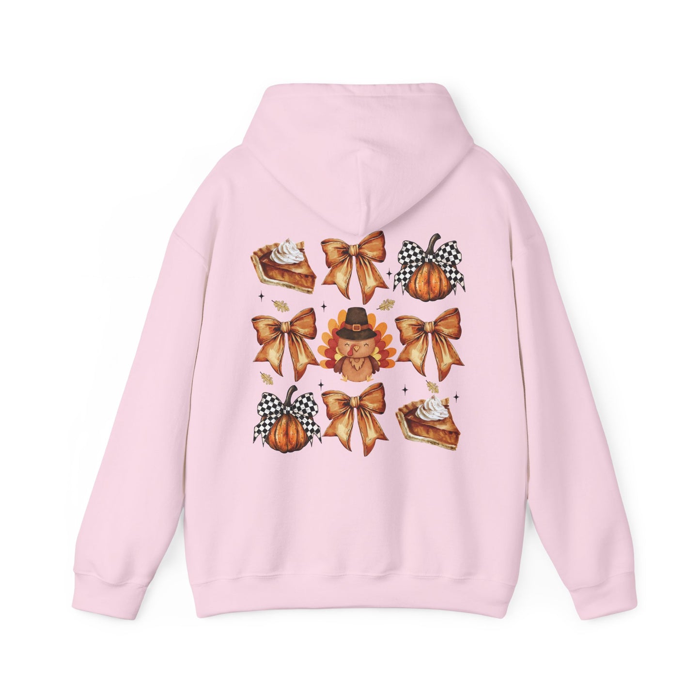 Thanksgiving and bows , Unisex Heavy Blend™ Hooded Sweatshirt (no sleeve arm design)