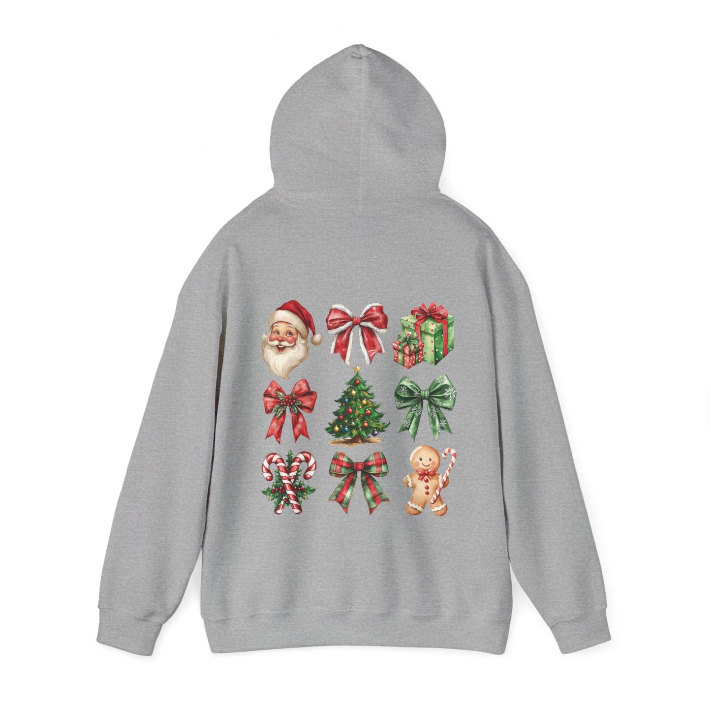 Christmas and bows , Unisex Heavy Blend™ Hooded Sweatshirt (no sleeve arm design)