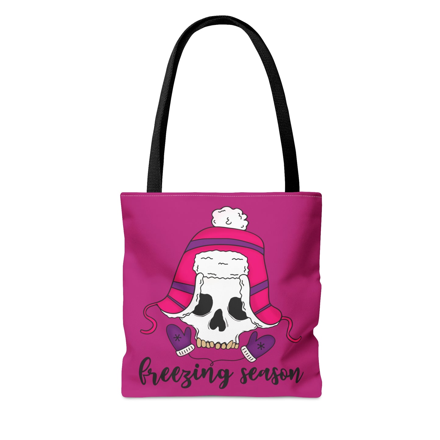 Freezing seasonTote Bag, Weekend gateway bag, Shopping bag, Grumpy holiday person gift, three sizes, durable all over print
