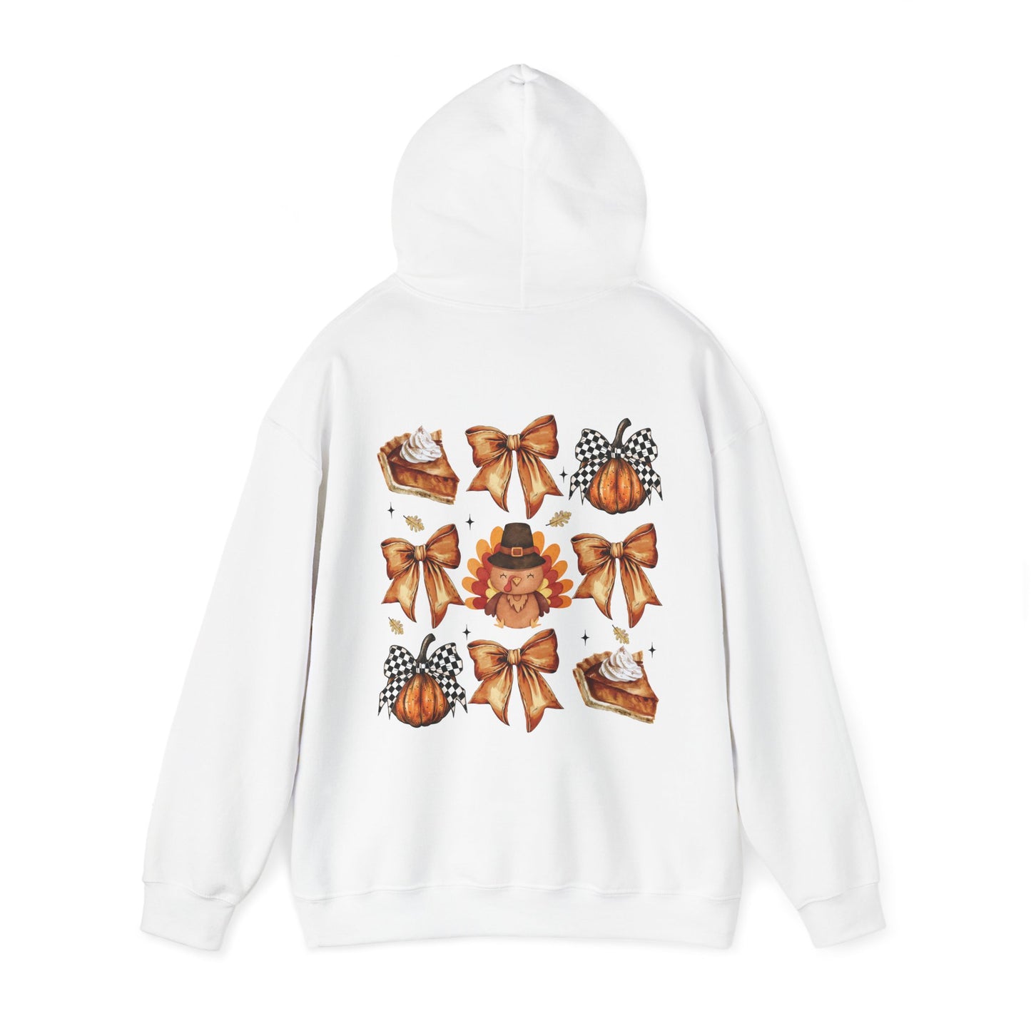 Thanksgiving and bows , Unisex Heavy Blend™ Hooded Sweatshirt (no sleeve arm design)