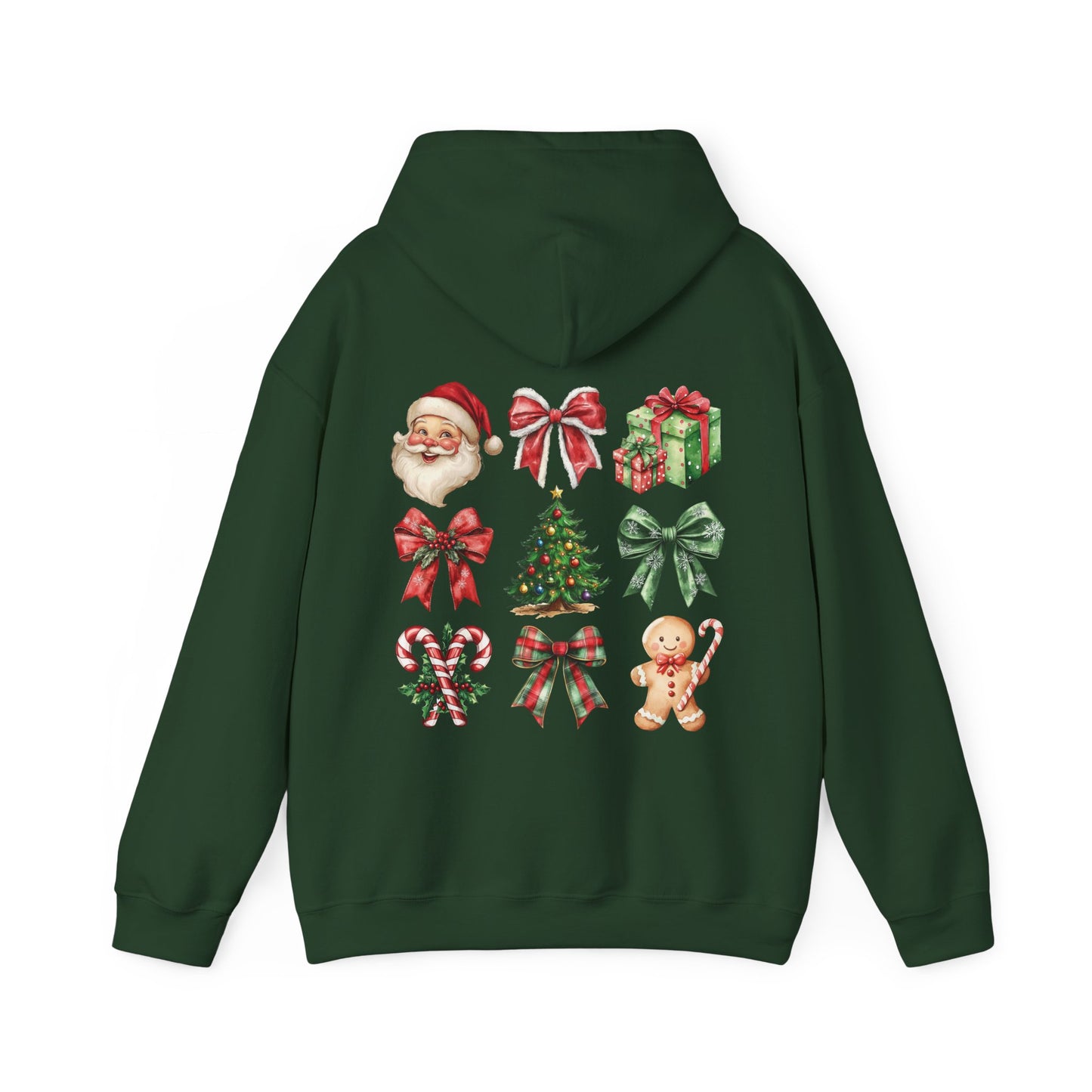 Christmas and bows , Unisex Heavy Blend™ Hooded Sweatshirt (no sleeve arm design)