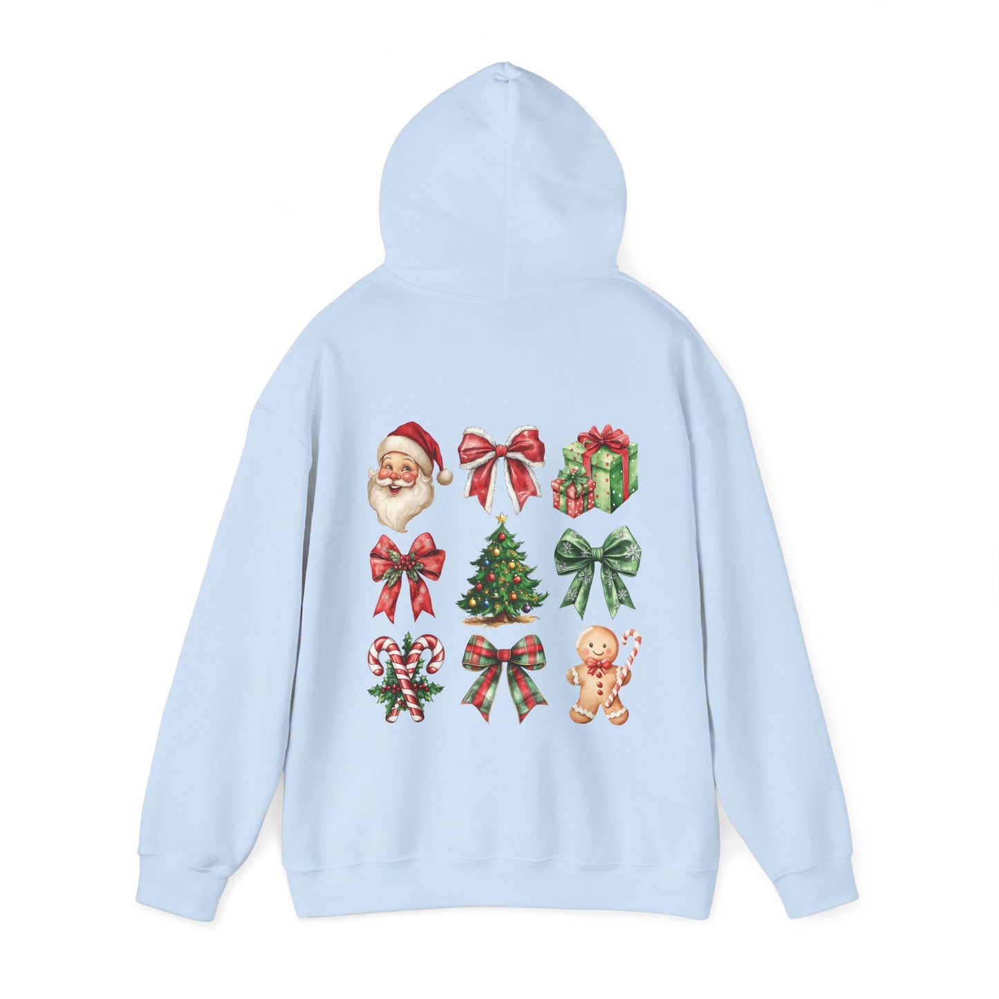 Christmas and bows , Unisex Heavy Blend™ Hooded Sweatshirt (no sleeve arm design)