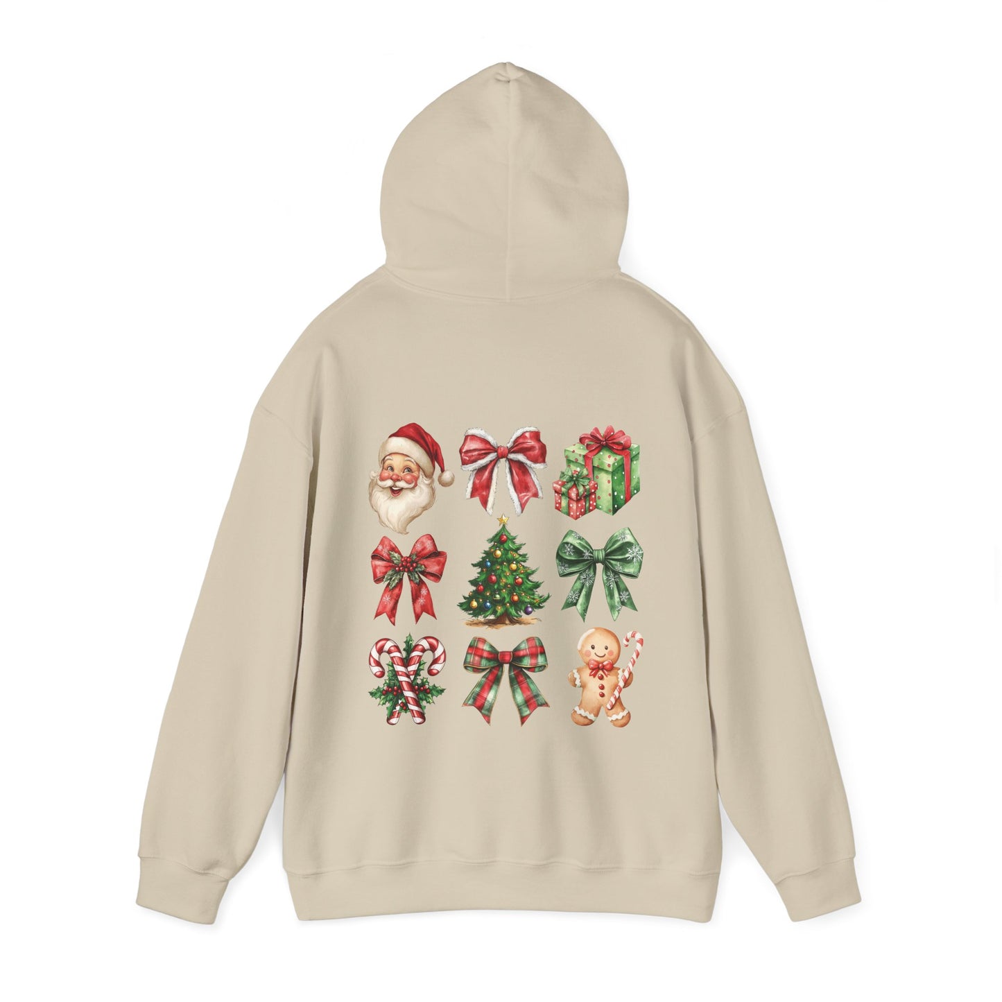 Christmas and bows , Unisex Heavy Blend™ Hooded Sweatshirt (no sleeve arm design)