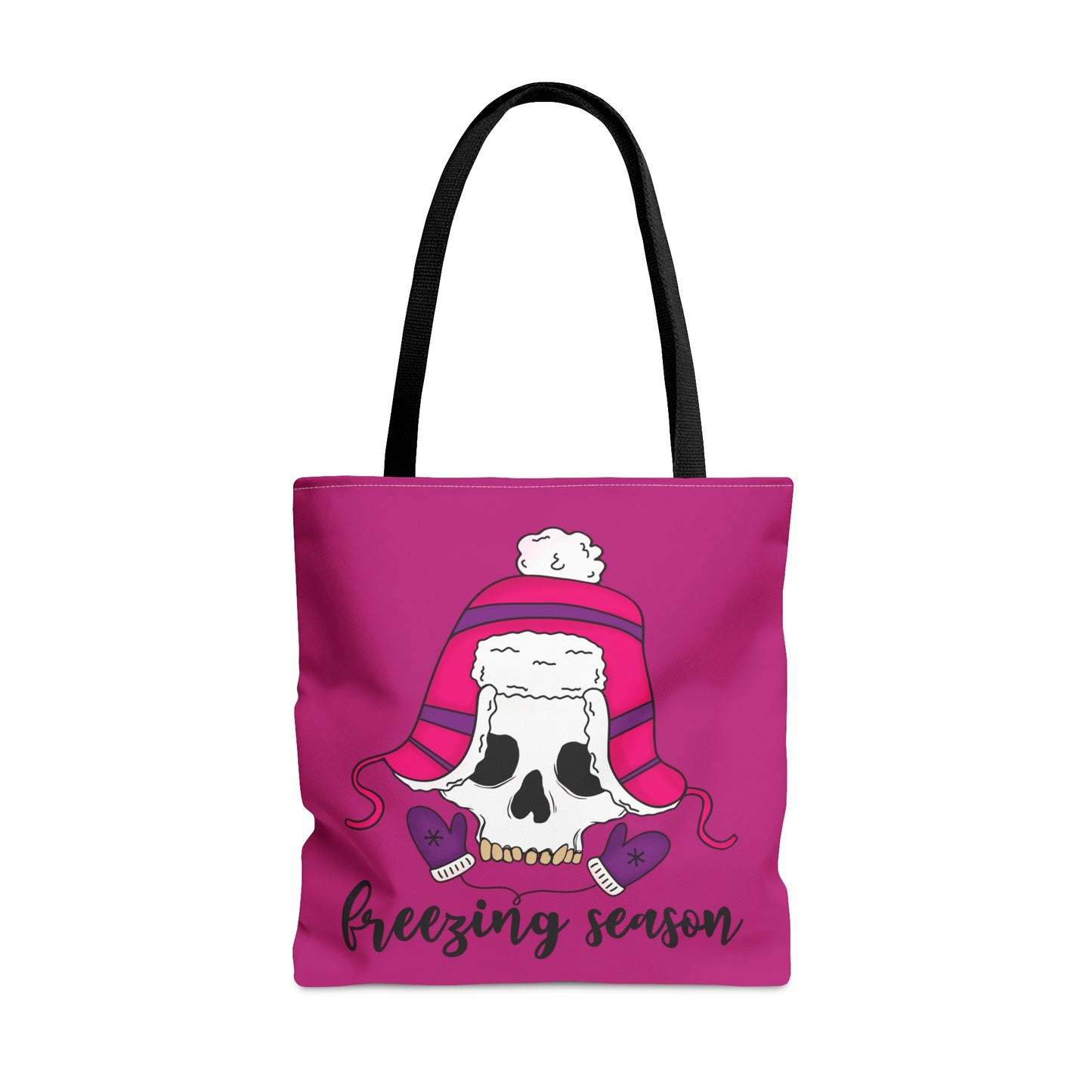 Freezing seasonTote Bag, Weekend gateway bag, Shopping bag, Grumpy holiday person gift, three sizes, durable all over print