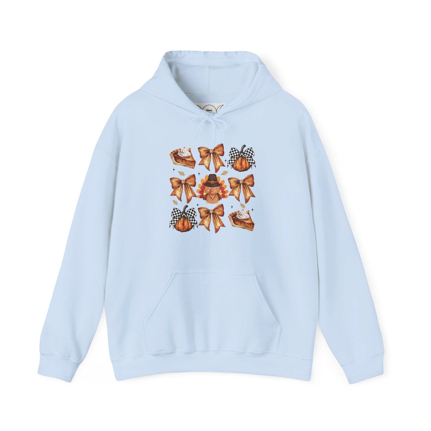 Thanksgiving and bows , Unisex Heavy Blend™ Hooded Sweatshirt (no sleeve arm design)