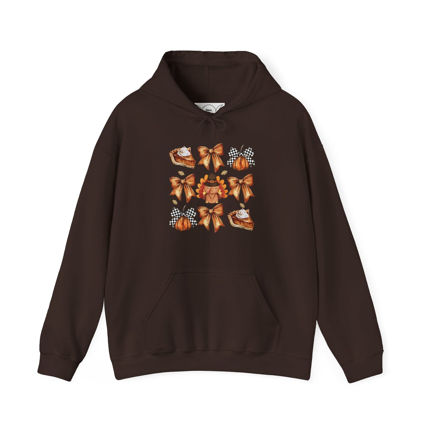Thanksgiving and bows , Unisex Heavy Blend™ Hooded Sweatshirt (no sleeve arm design)