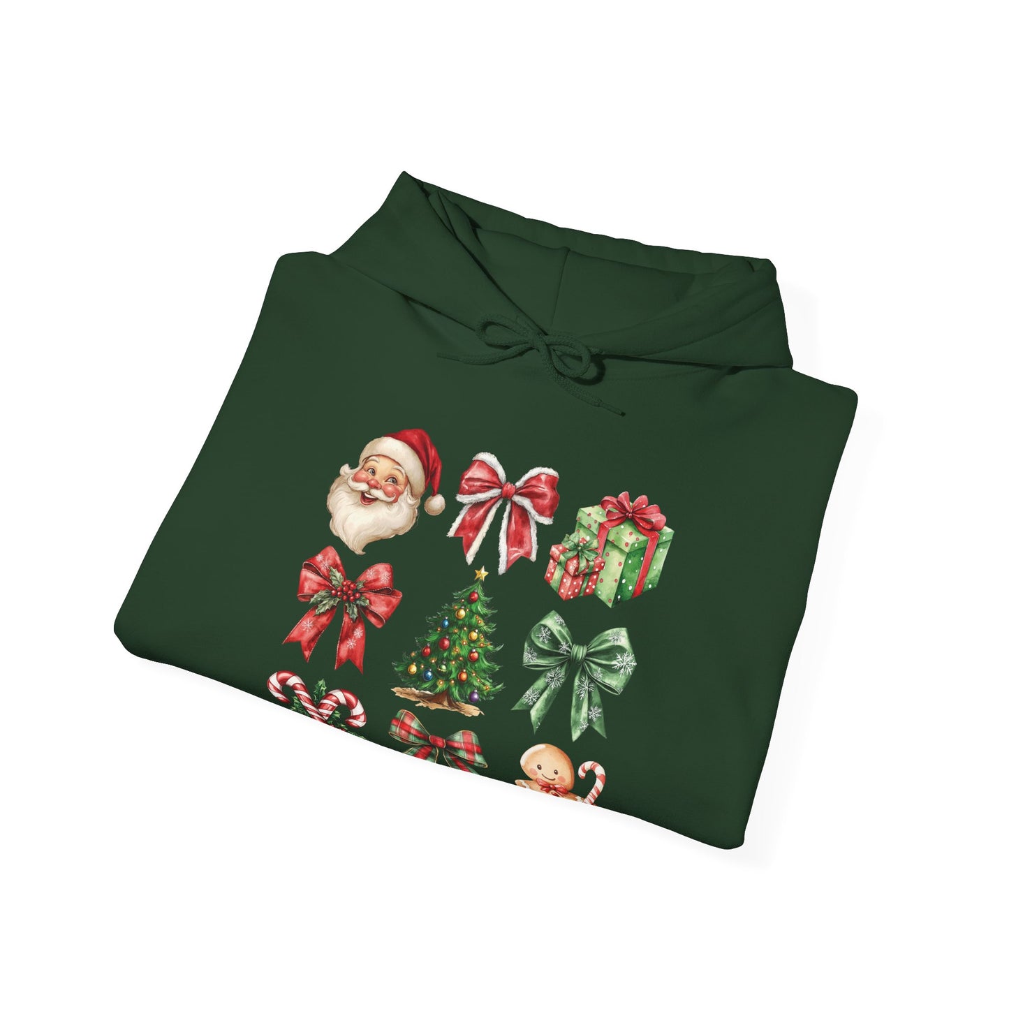 Christmas and bows , Unisex Heavy Blend™ Hooded Sweatshirt (no sleeve arm design)