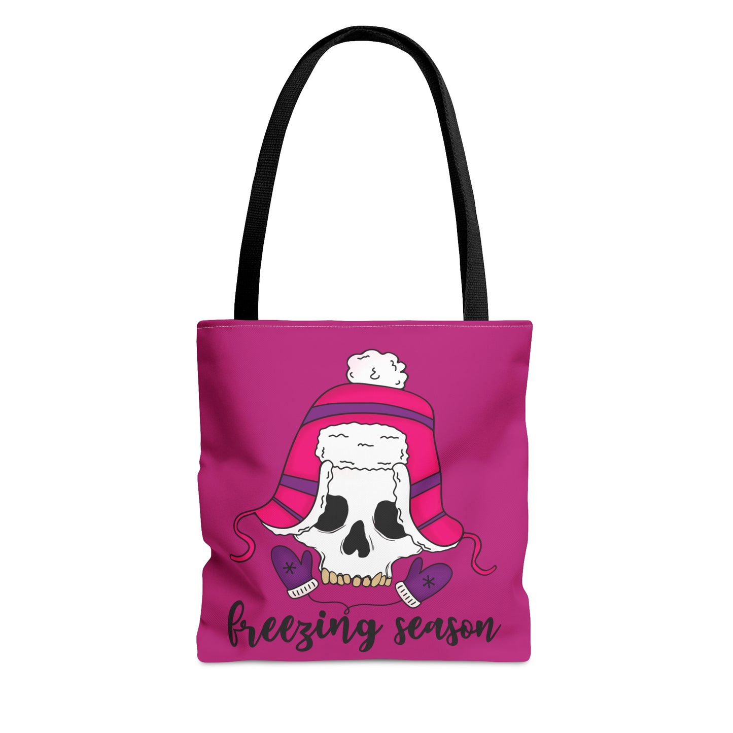 Freezing seasonTote Bag, Weekend gateway bag, Shopping bag, Grumpy holiday person gift, three sizes, durable all over print