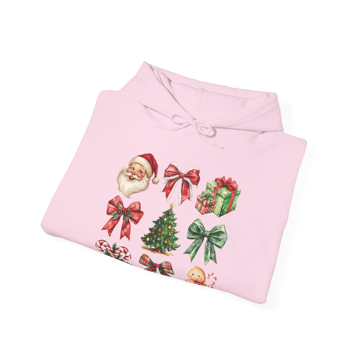 Christmas and bows , Unisex Heavy Blend™ Hooded Sweatshirt (no sleeve arm design)