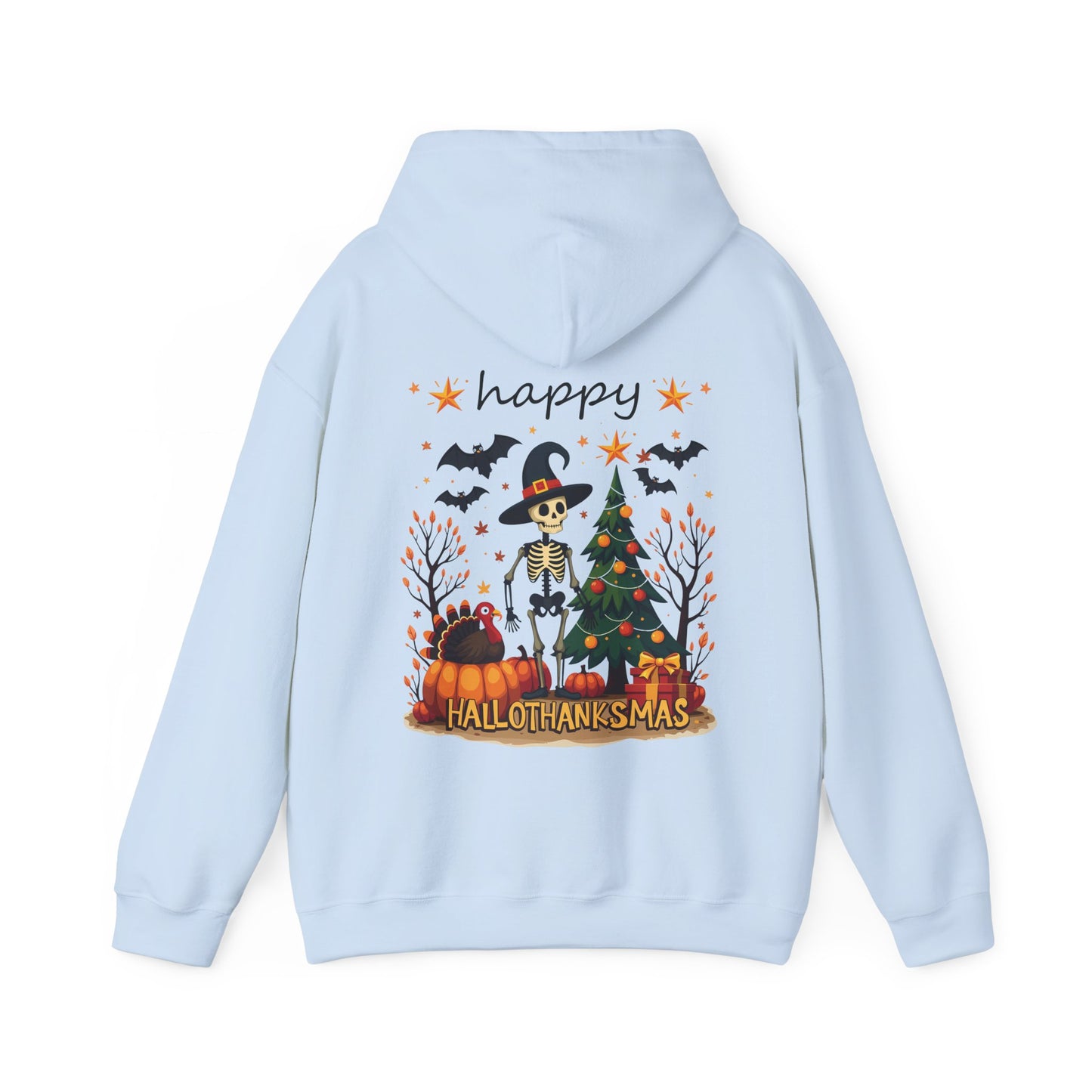 Happy hallothankmas , Unisex Heavy Blend™ Hooded Sweatshirt (no side arm design)
