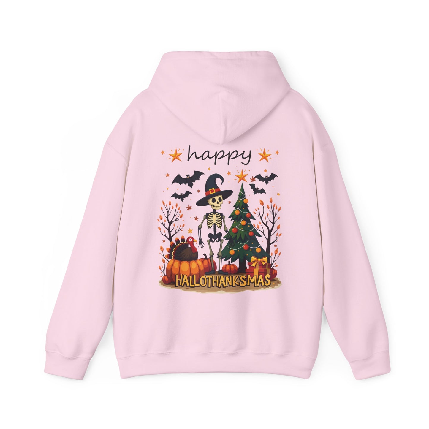 Happy hallothankmas , Unisex Heavy Blend™ Hooded Sweatshirt (no side arm design)