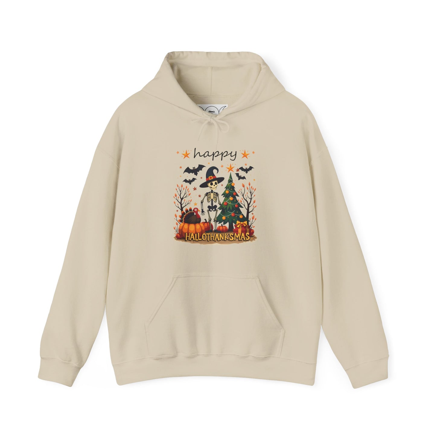 Happy hallothankmas , Unisex Heavy Blend™ Hooded Sweatshirt (no side arm design)
