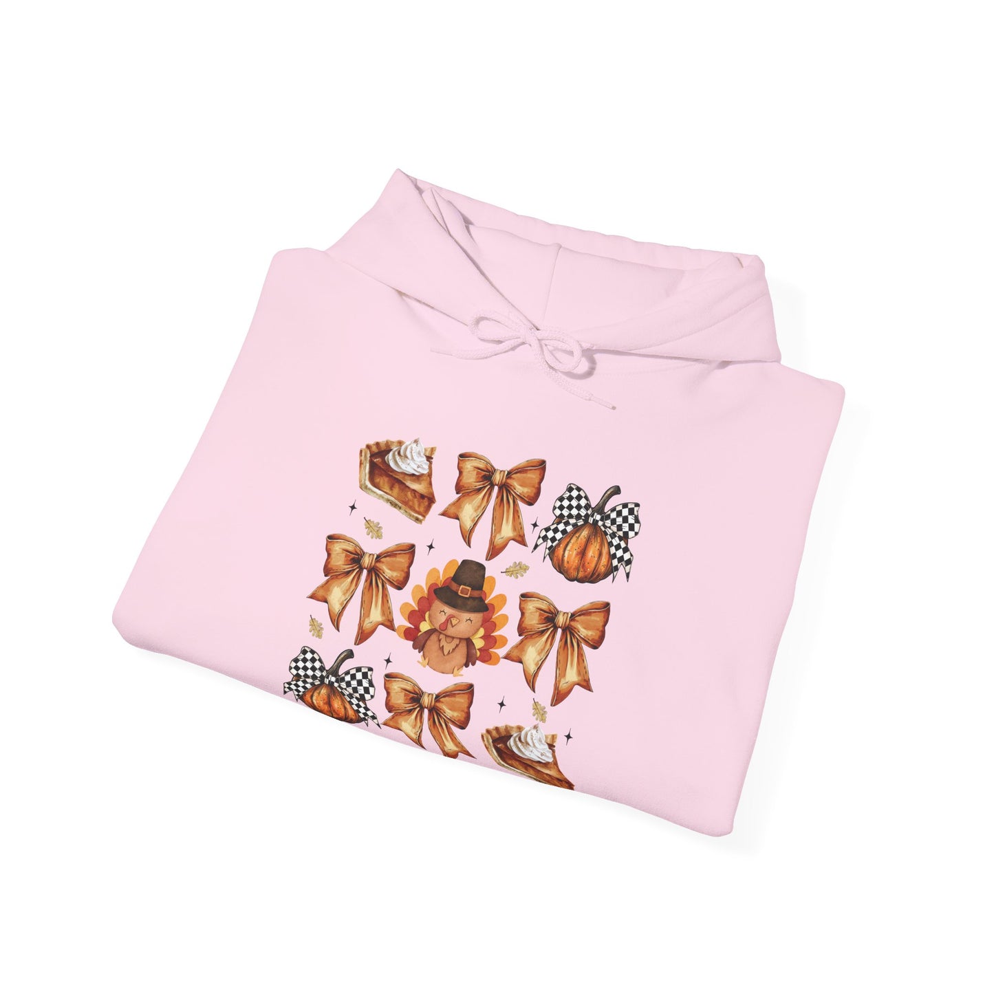 Thanksgiving and bows , Unisex Heavy Blend™ Hooded Sweatshirt (no sleeve arm design)