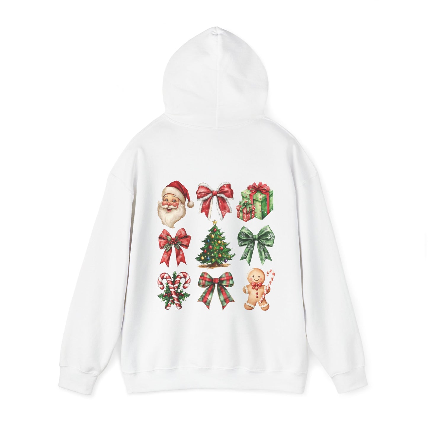 Christmas and bows , Unisex Heavy Blend™ Hooded Sweatshirt (no sleeve arm design)