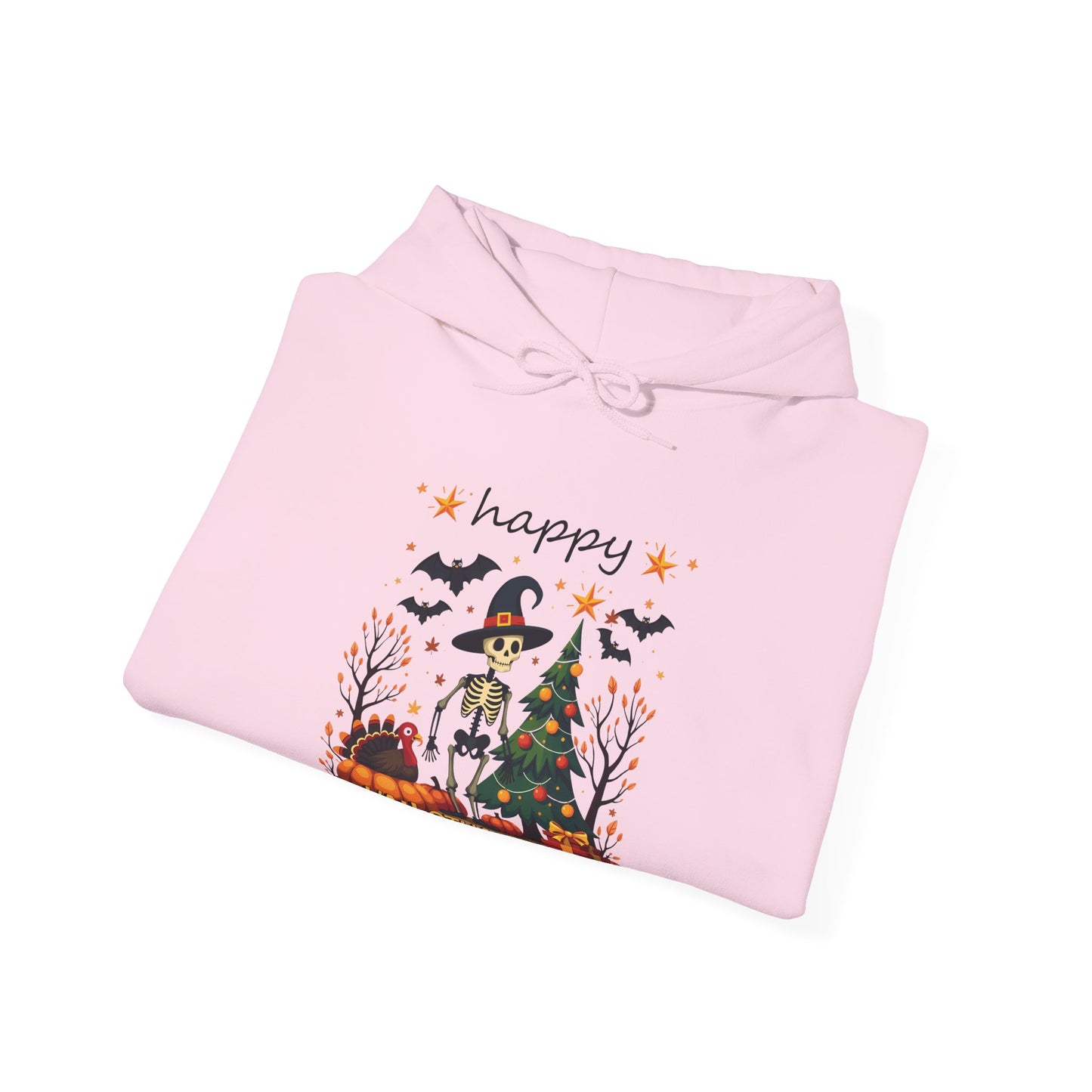 Happy hallothankmas , Unisex Heavy Blend™ Hooded Sweatshirt (no side arm design)