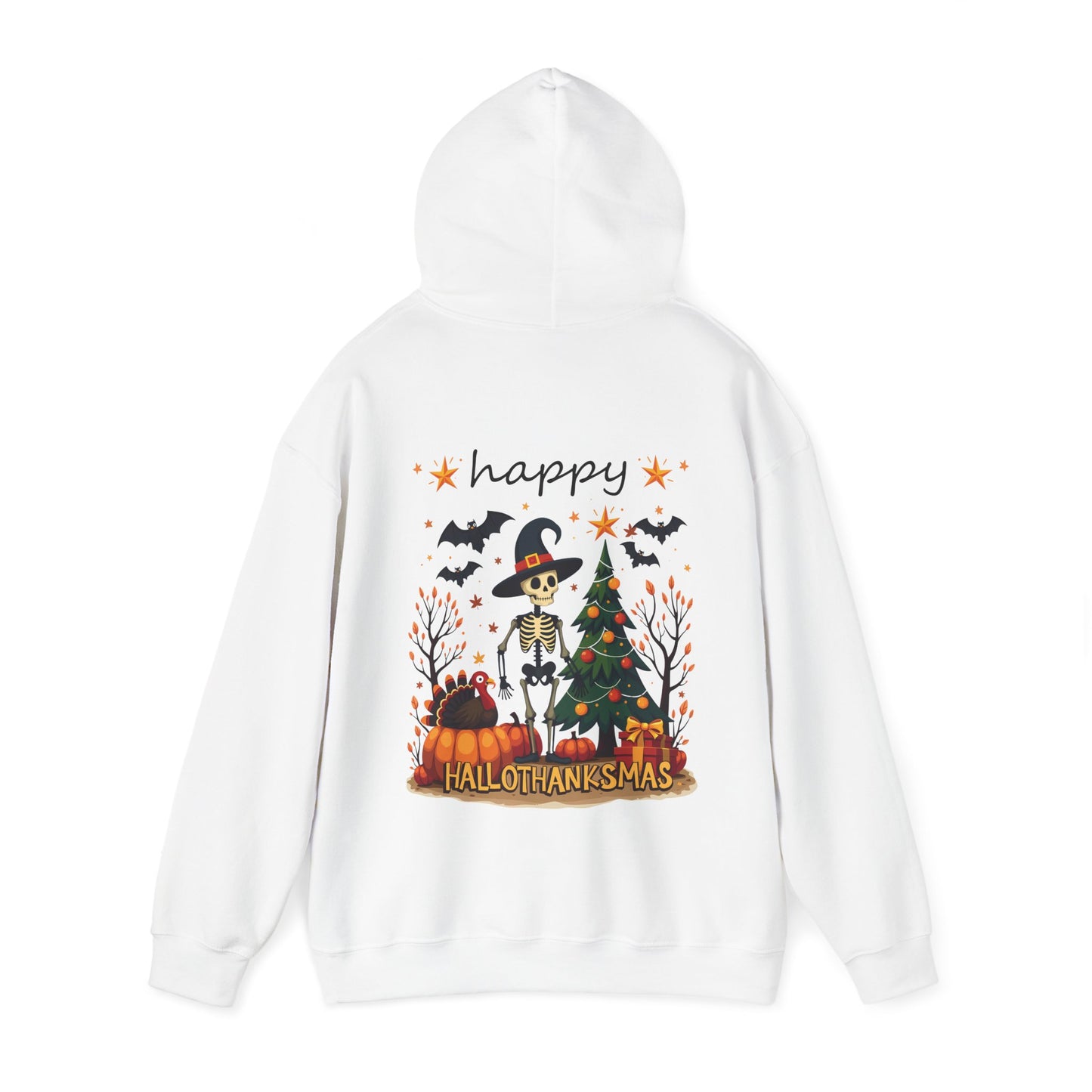 Happy hallothankmas , Unisex Heavy Blend™ Hooded Sweatshirt (no side arm design)
