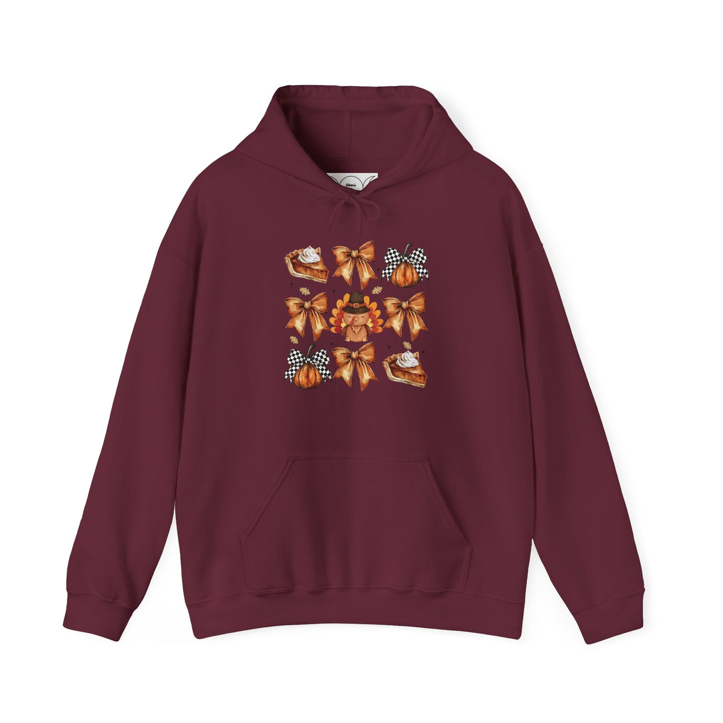 Thanksgiving and bows , Unisex Heavy Blend™ Hooded Sweatshirt (no sleeve arm design)