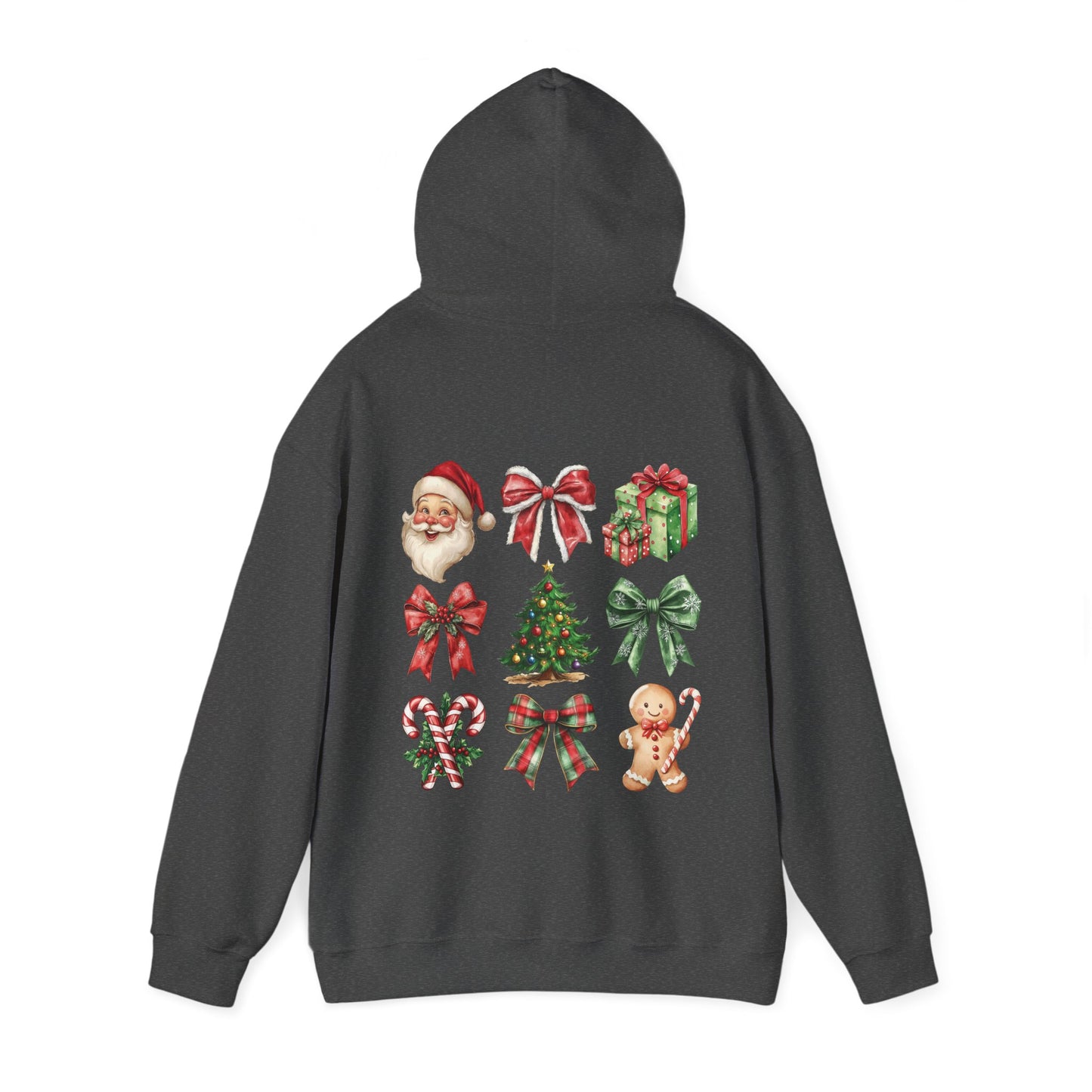 Christmas and bows , Unisex Heavy Blend™ Hooded Sweatshirt (no sleeve arm design)