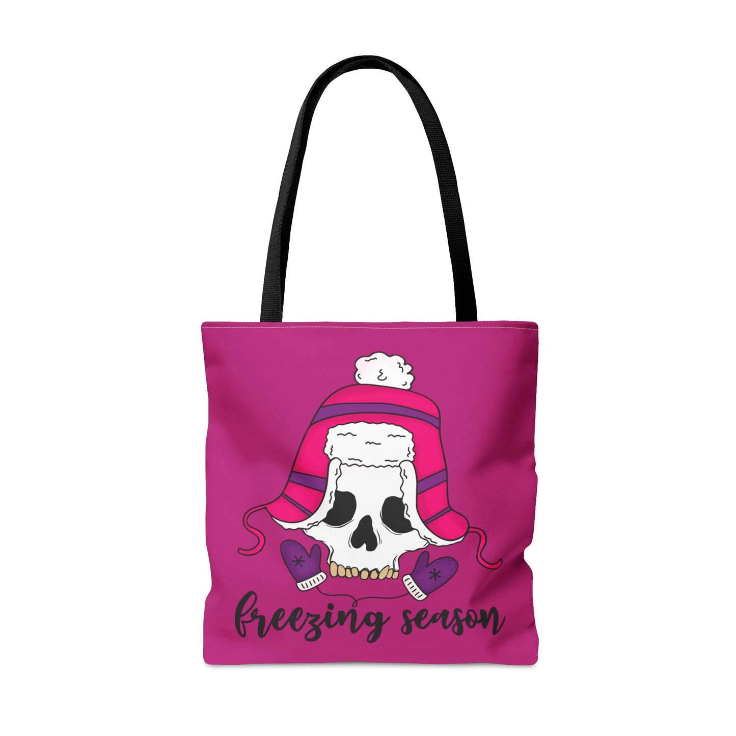 Freezing seasonTote Bag, Weekend gateway bag, Shopping bag, Grumpy holiday person gift, three sizes, durable all over print