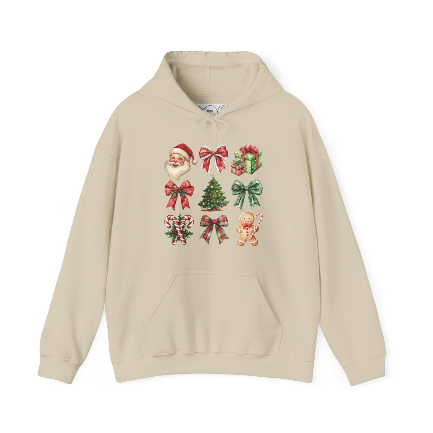 Christmas and bows , Unisex Heavy Blend™ Hooded Sweatshirt (no sleeve arm design)