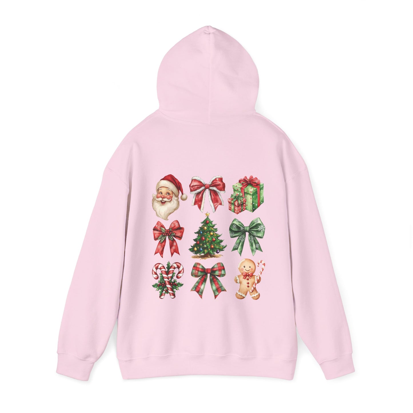 Christmas and bows , Unisex Heavy Blend™ Hooded Sweatshirt (no sleeve arm design)