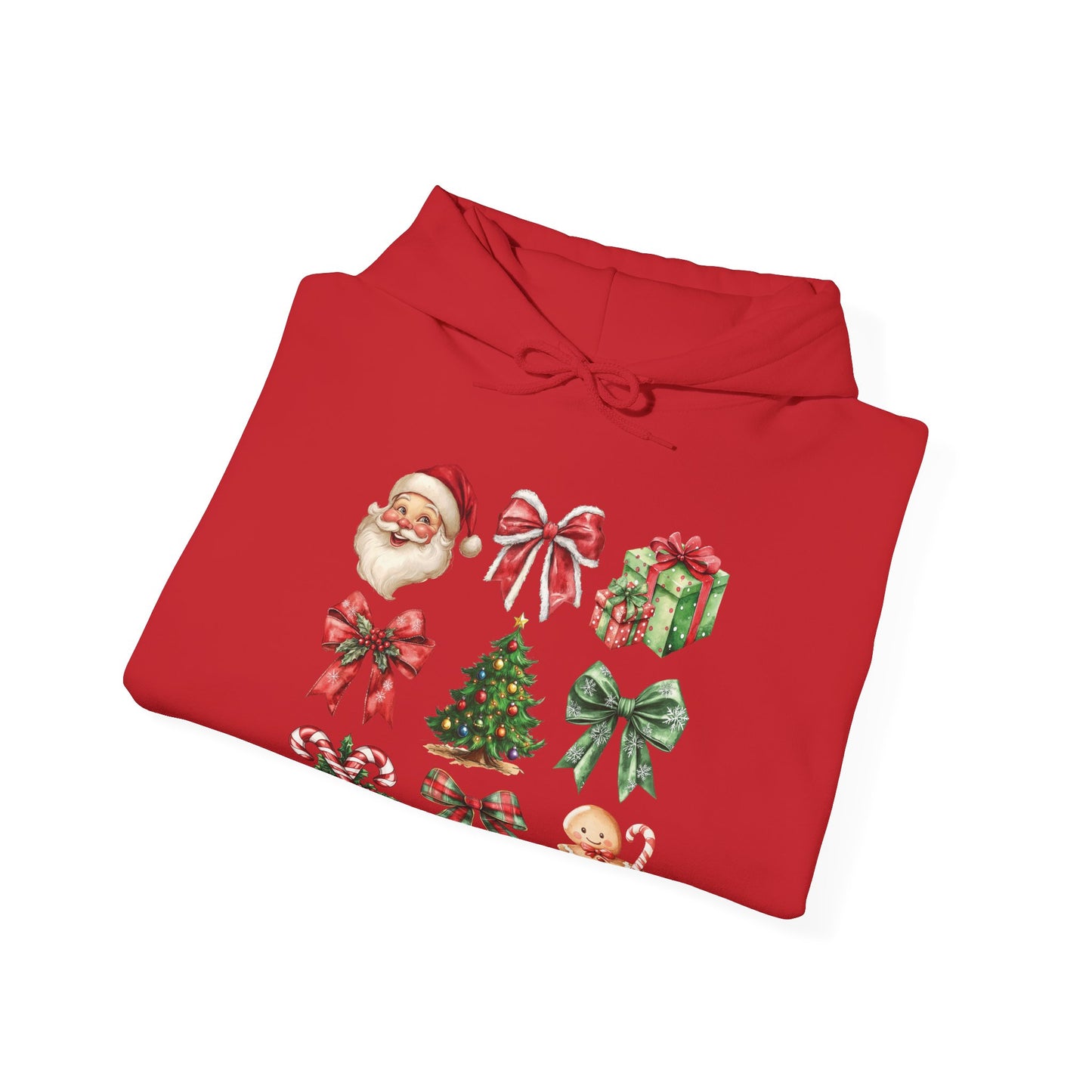 Christmas and bows , Unisex Heavy Blend™ Hooded Sweatshirt (no sleeve arm design)