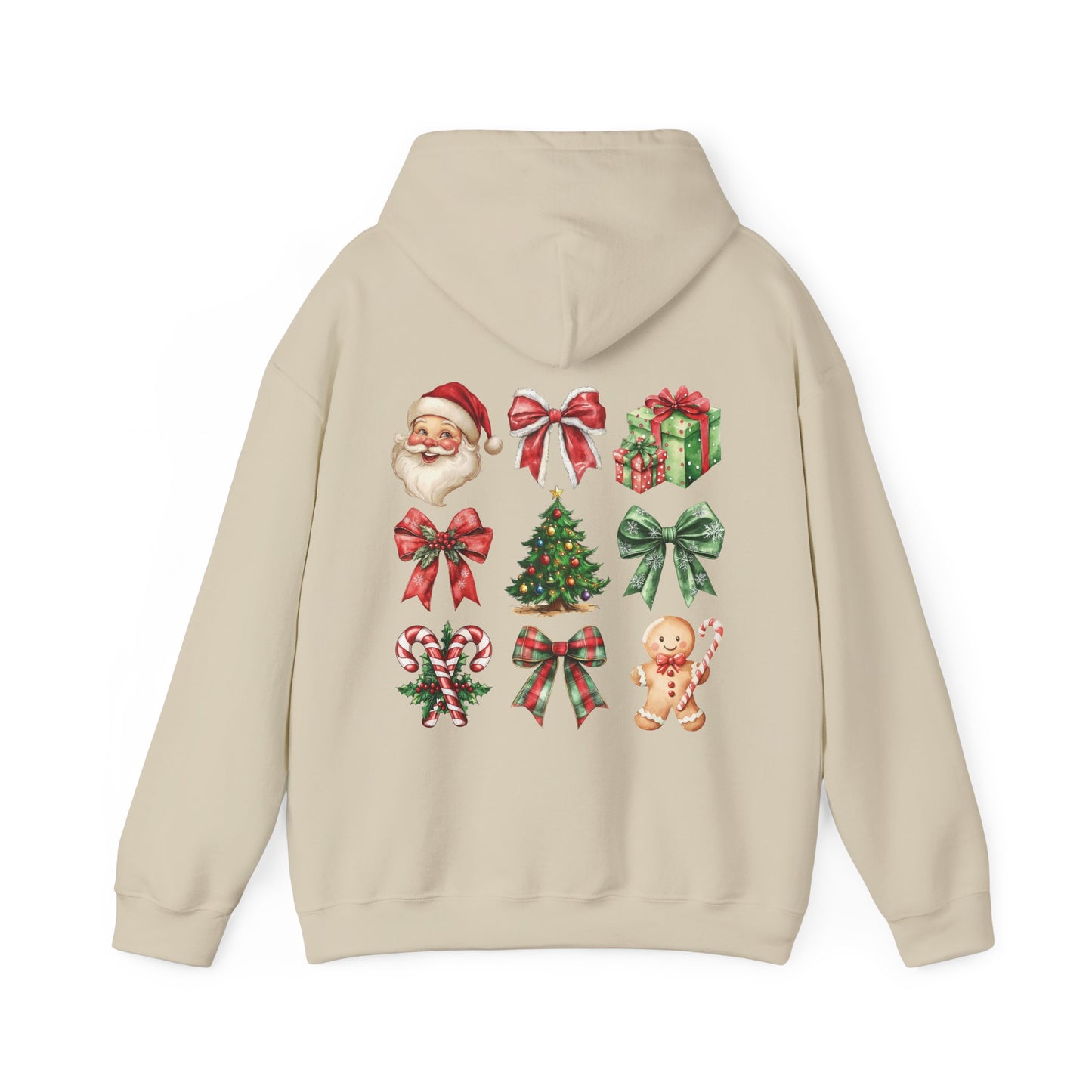 Christmas and bows , Unisex Heavy Blend™ Hooded Sweatshirt (no sleeve arm design)