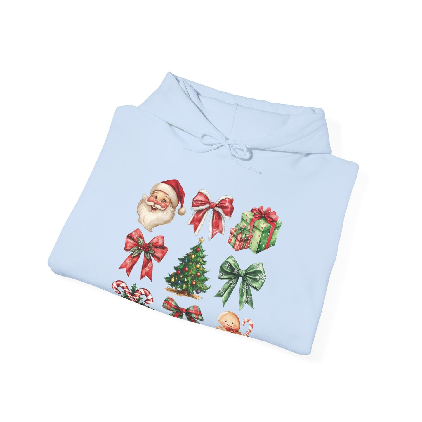 Christmas and bows , Unisex Heavy Blend™ Hooded Sweatshirt (no sleeve arm design)